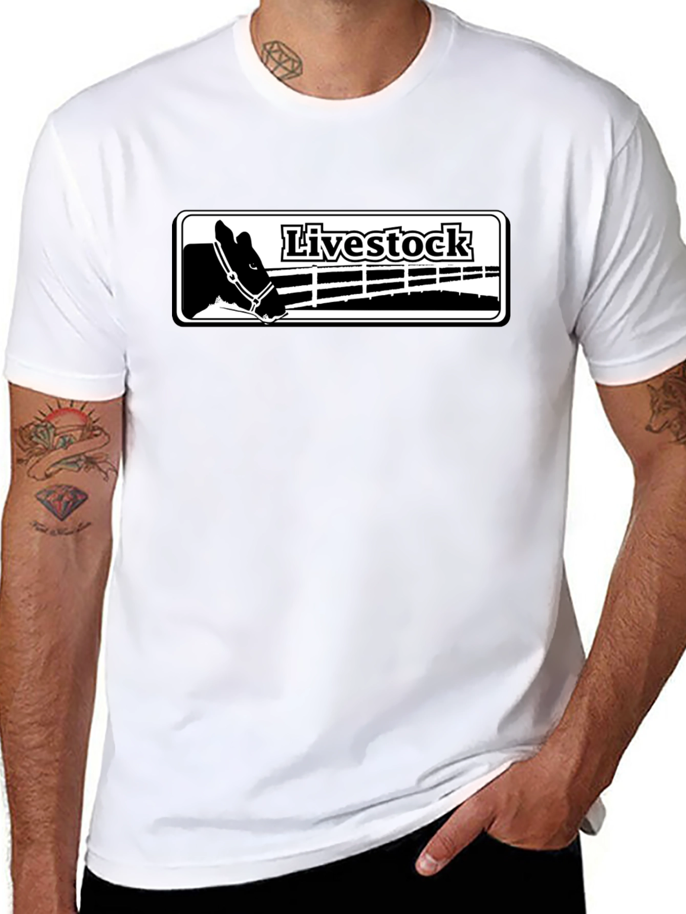 Livestock Horse Tee - Black Graphic Print T-Shirt