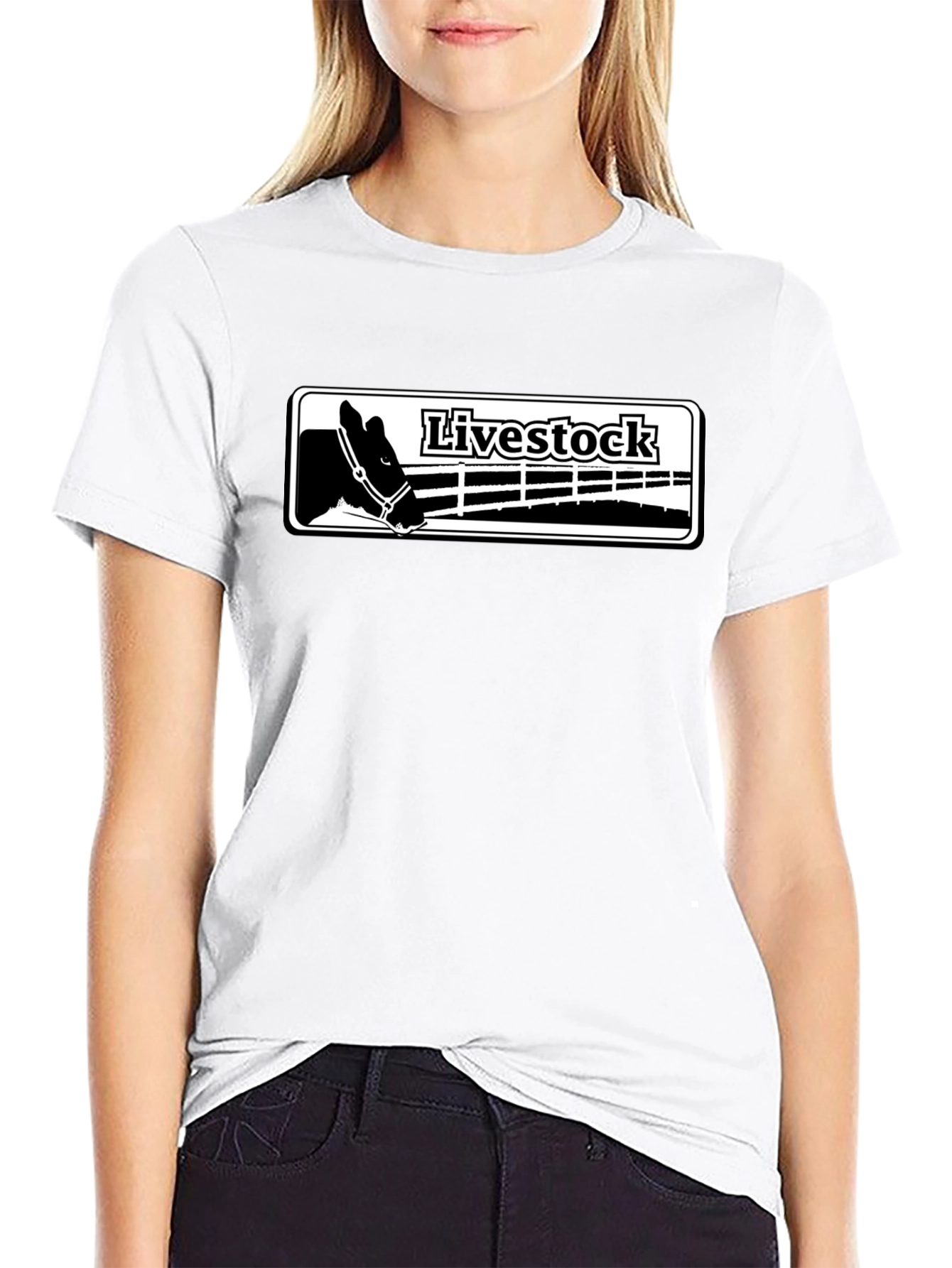 Livestock Horse Tee - Black Graphic Print T-Shirt