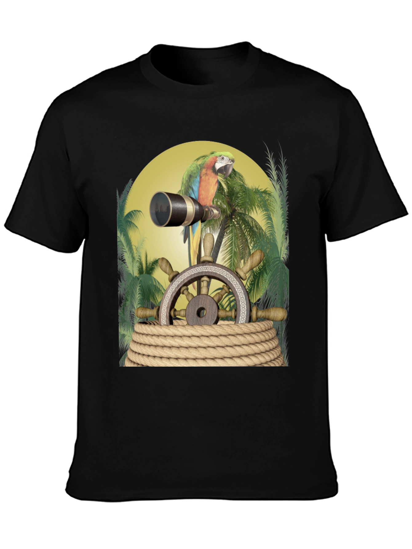 Parrot Pirate T-Shirt - Novelty Graphic Tee