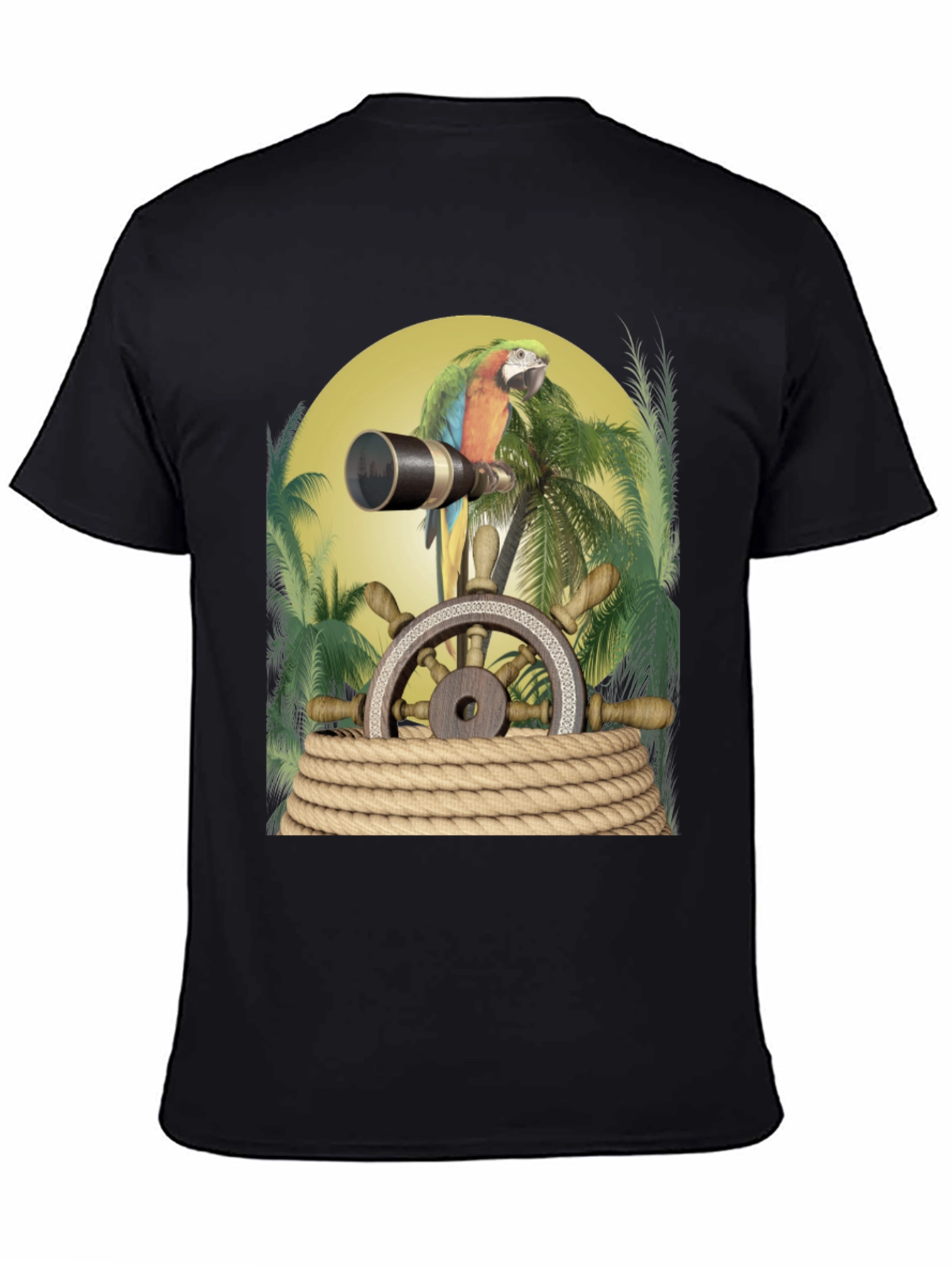 Parrot Pirate T-Shirt - Novelty Graphic Tee