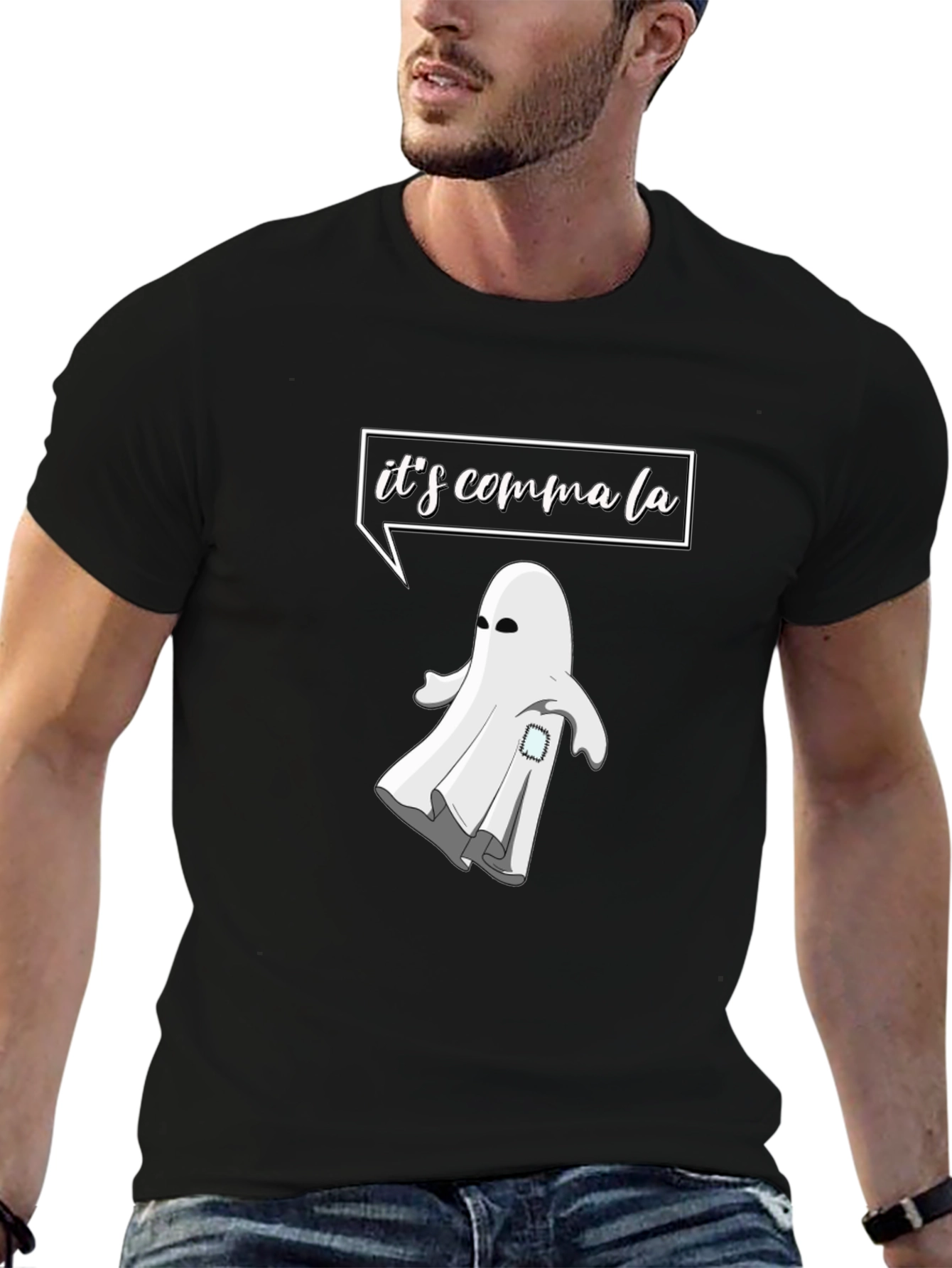 Funny Halloween Ghost T-Shirt - Its Comma La!