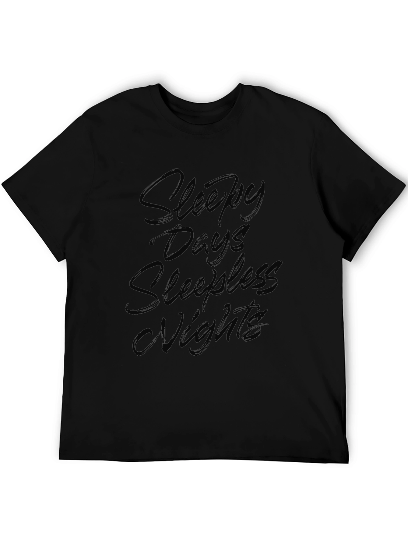 Sleepy Days Sleepless Nights Black Graphic T-Shirt