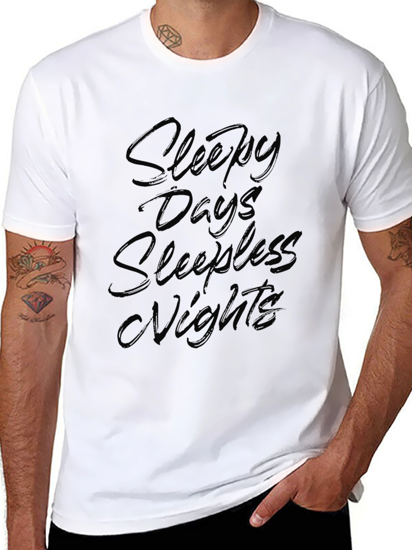 Sleepy Days Sleepless Nights Black Graphic T-Shirt