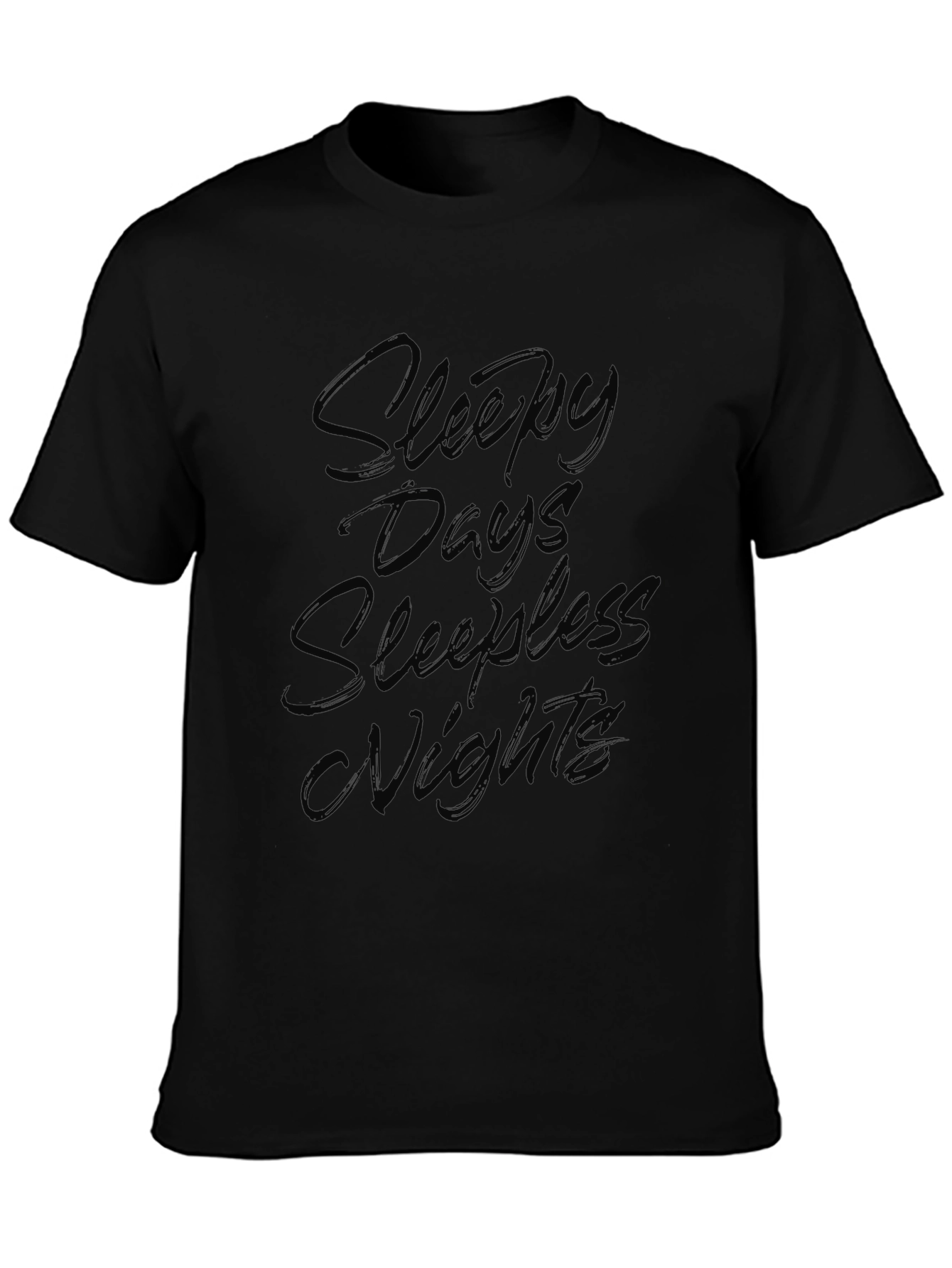 Sleepy Days Sleepless Nights Black Graphic T-Shirt