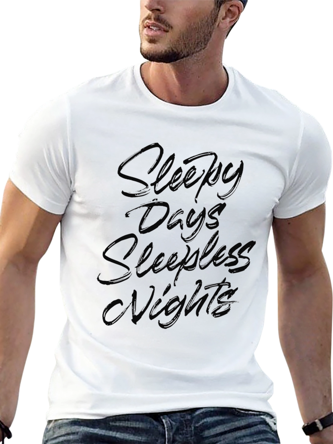 Sleepy Days Sleepless Nights Black Graphic T-Shirt