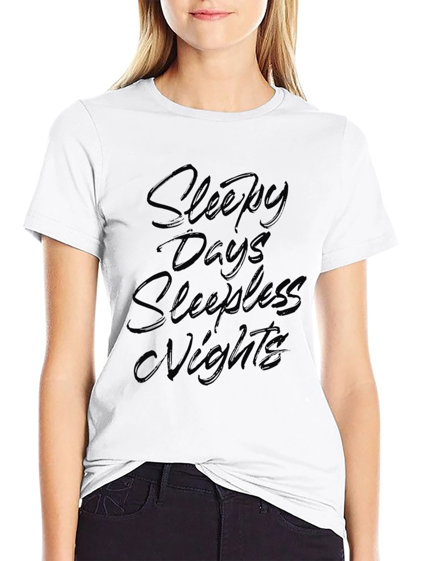 Sleepy Days Sleepless Nights Black Graphic T-Shirt