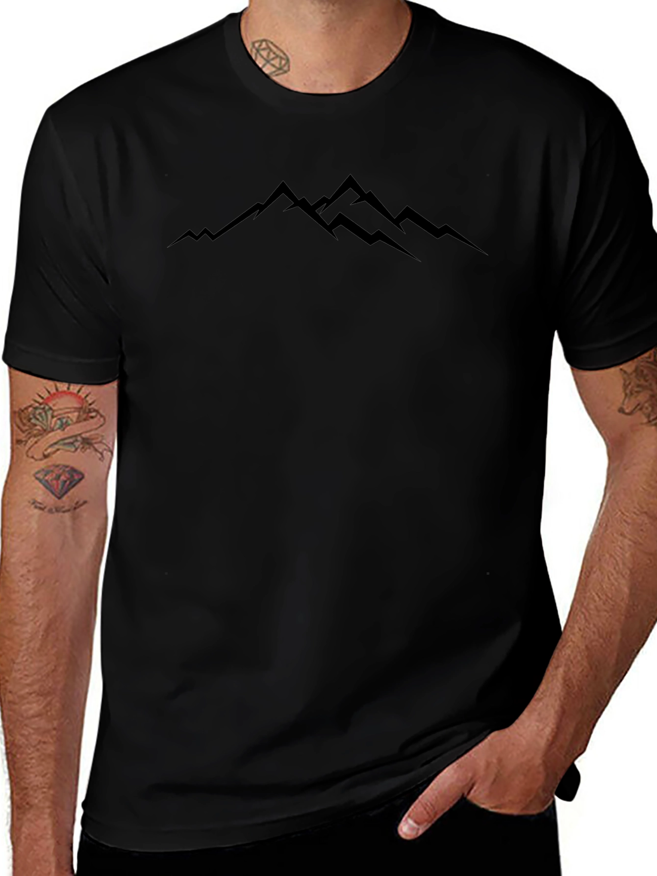 Mens Black Mountain Graphic Tee