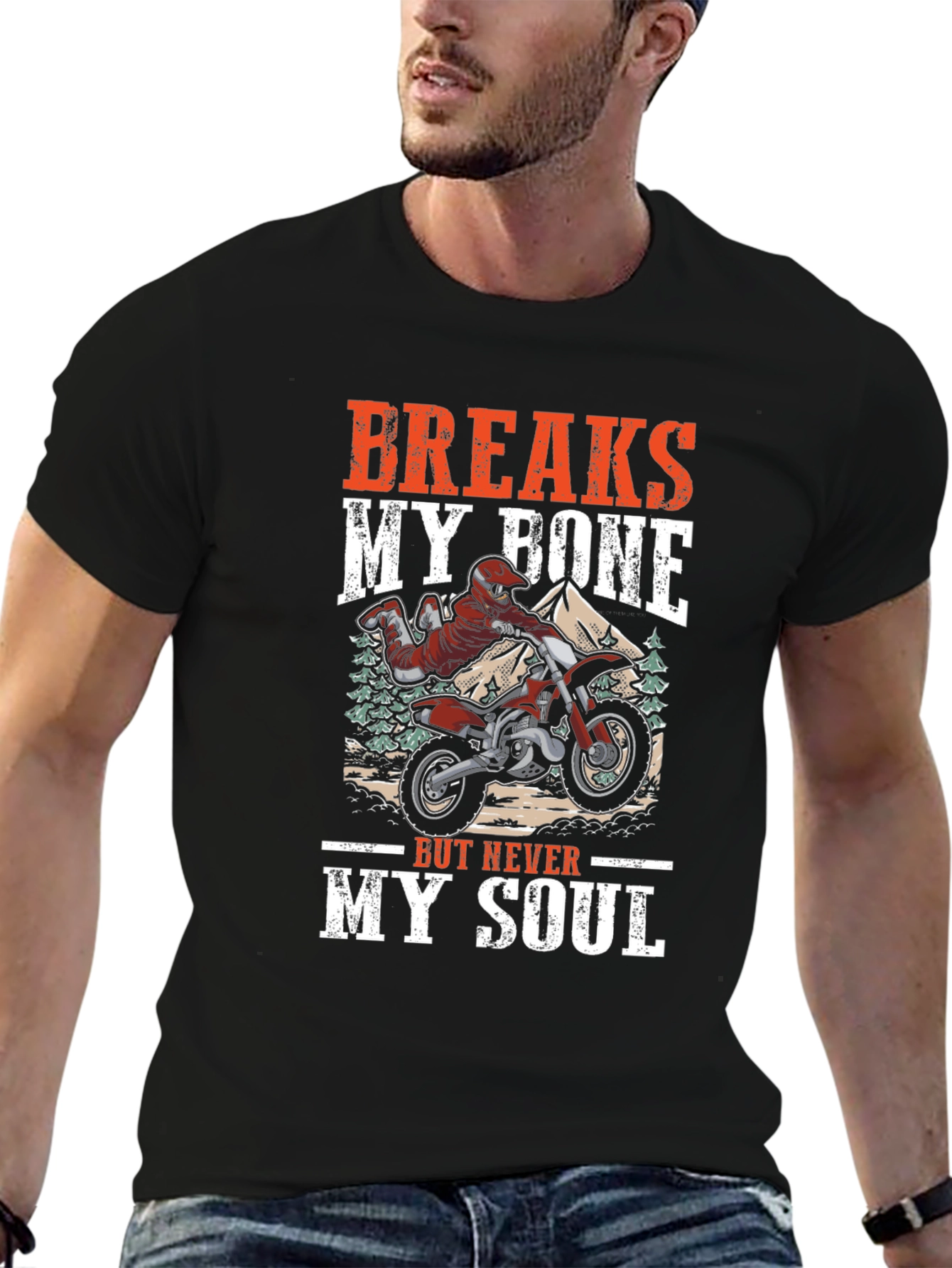 Breaks My Bone T-Shirt - Motocross Biker Tee