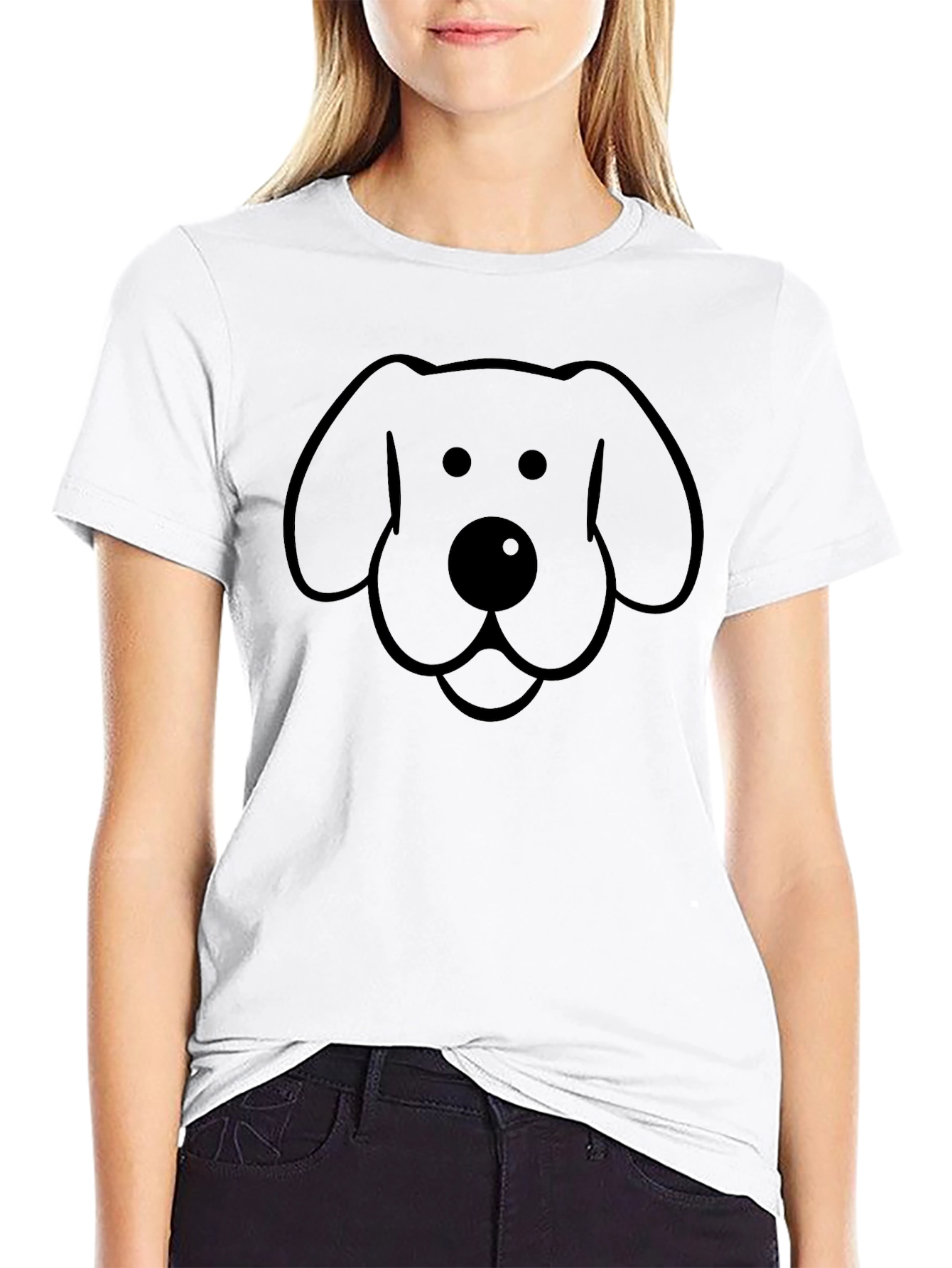 Black Dog Face Graphic Tee - Casual Comfort