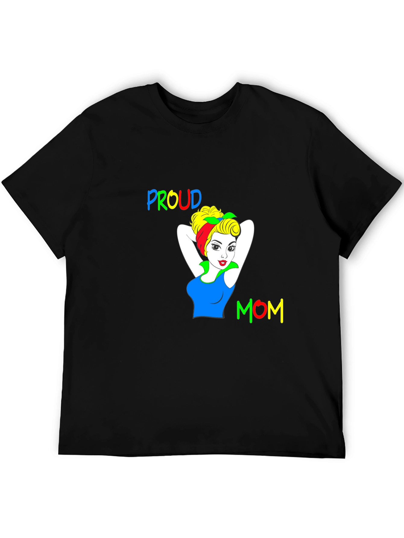 Proud Mom Graphic Tee - Black Cotton T-Shirt