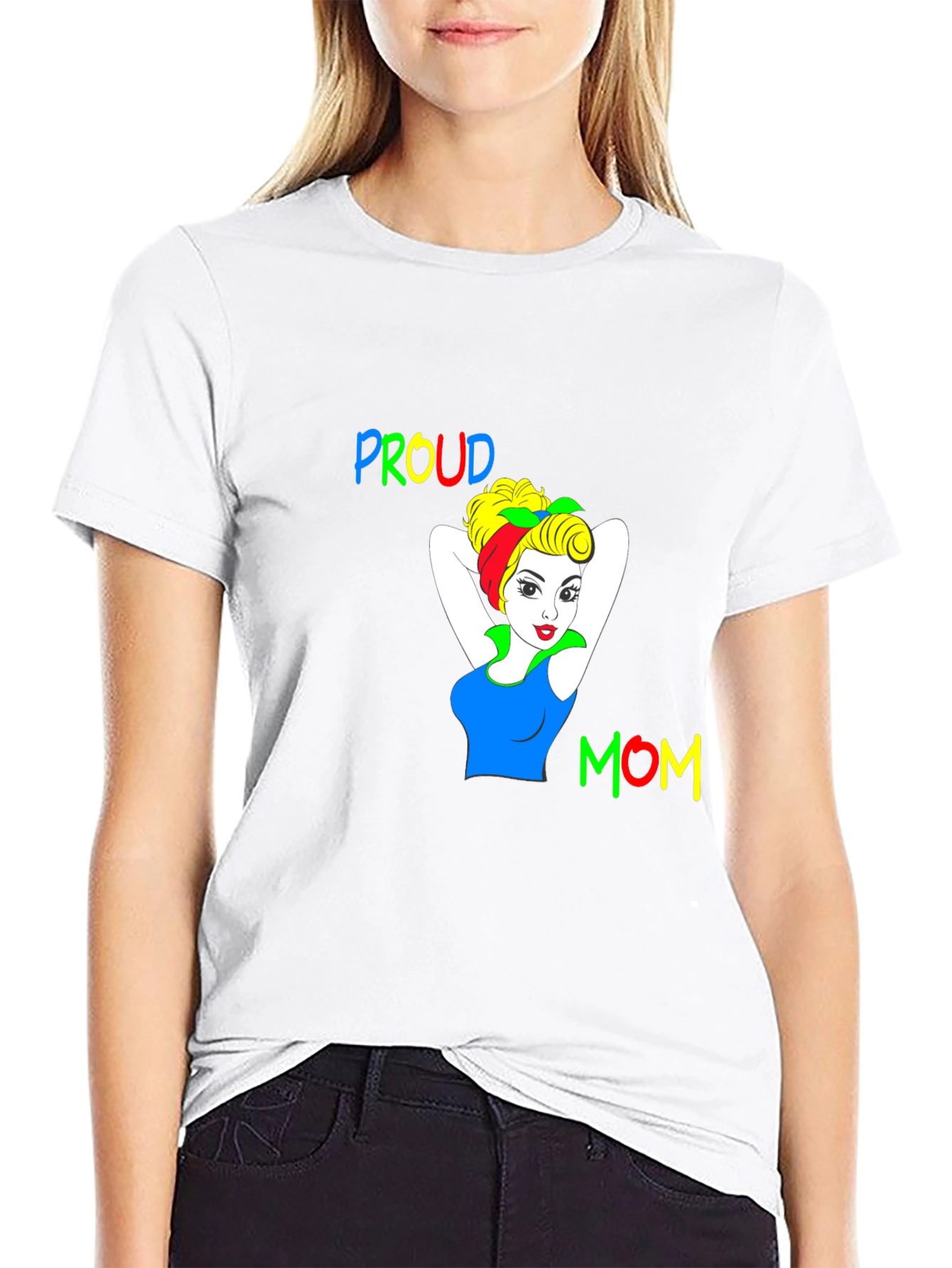 Proud Mom Graphic Tee - Black Cotton T-Shirt