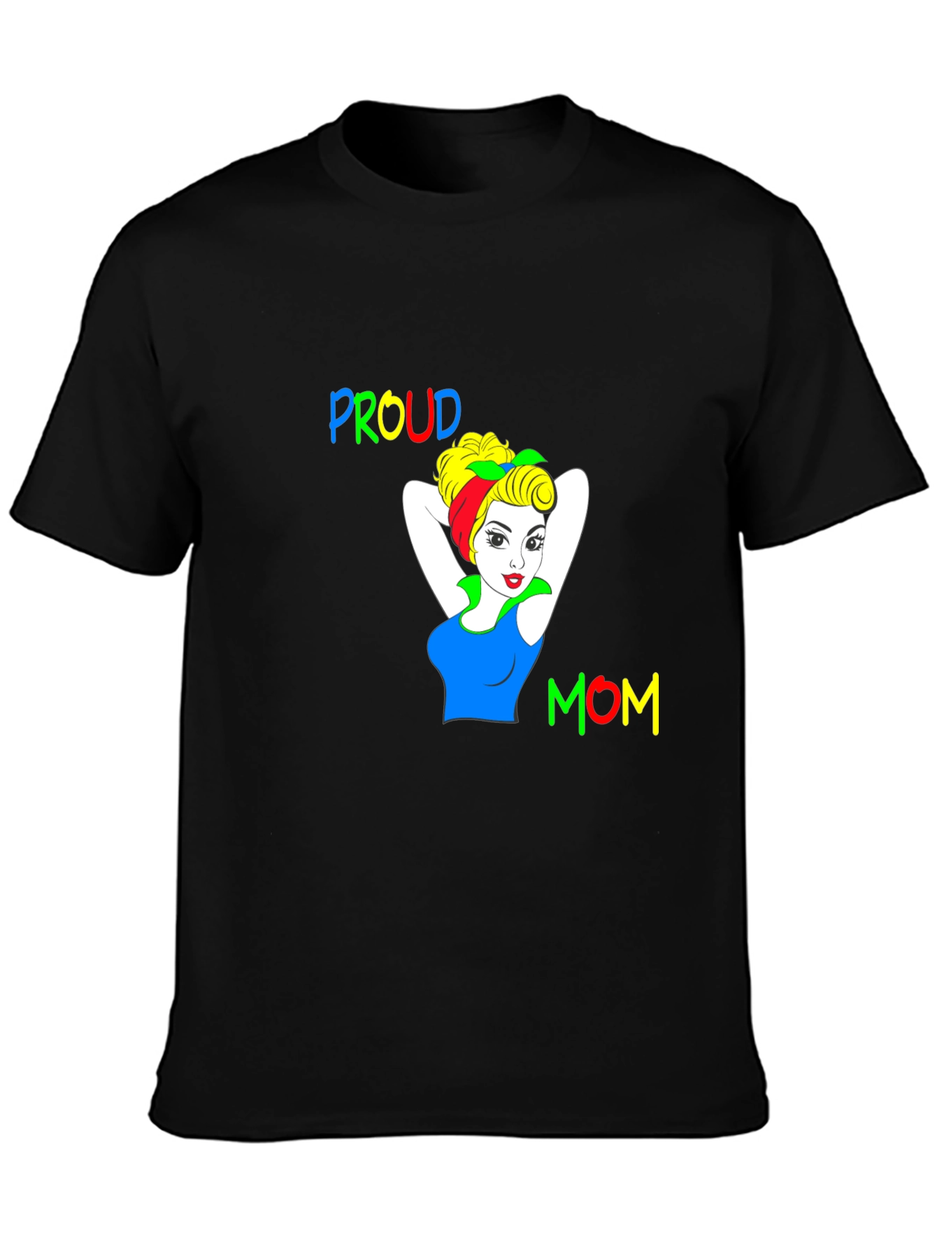 Proud Mom Graphic Tee - Black Cotton T-Shirt
