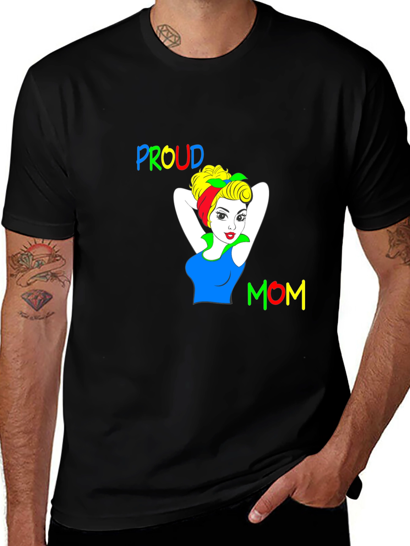 Proud Mom Graphic Tee - Black Cotton T-Shirt