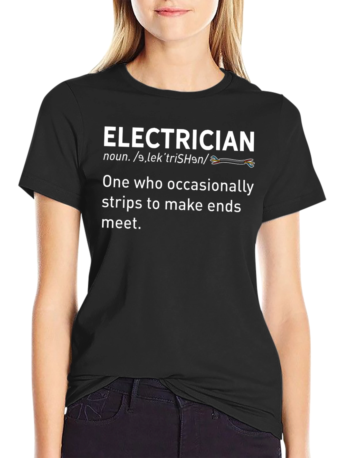 Electrician Definition Graphic Tee - Funny Stripping Joke