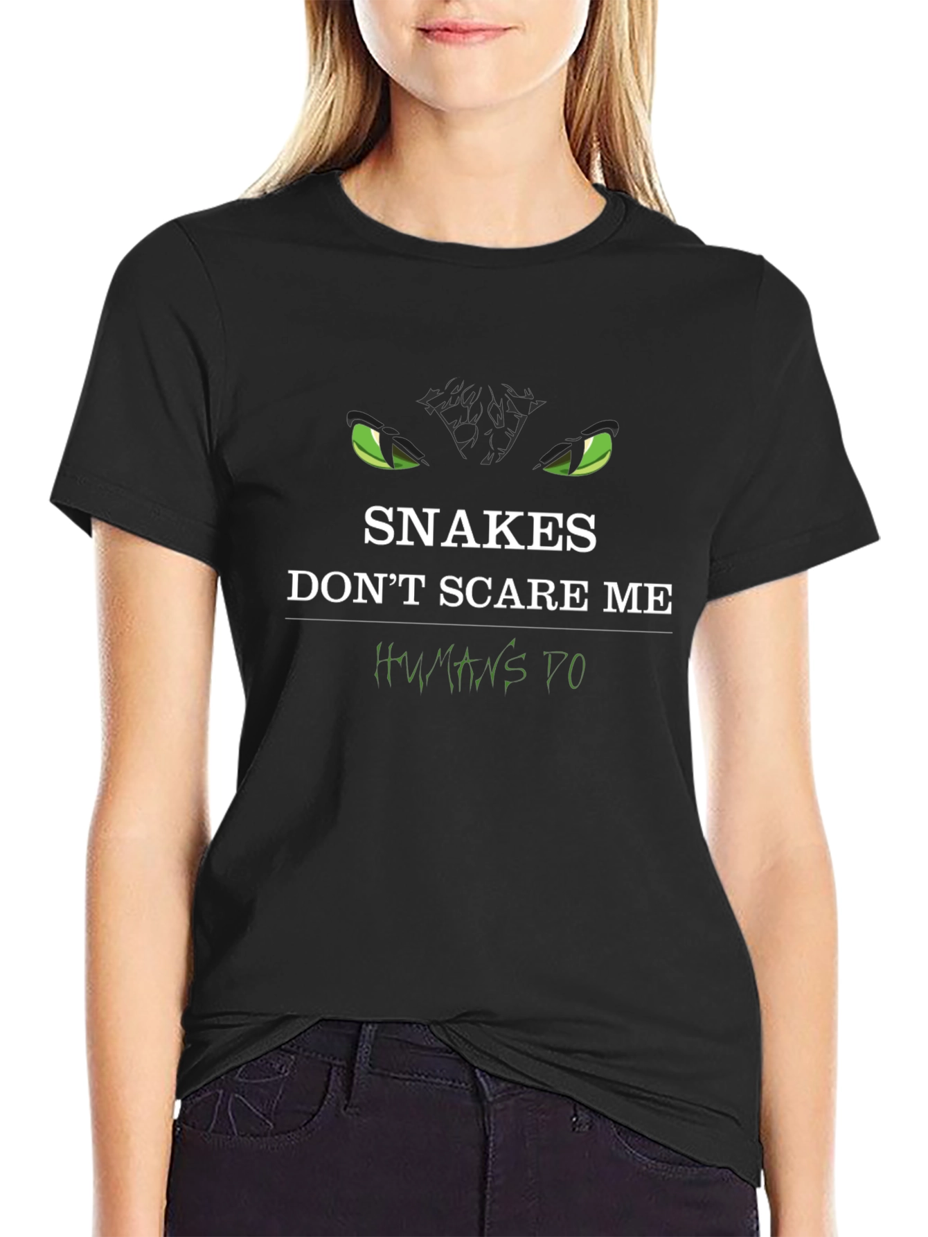 Snakes Dont Scare Me Humans Do Graphic T-Shirt