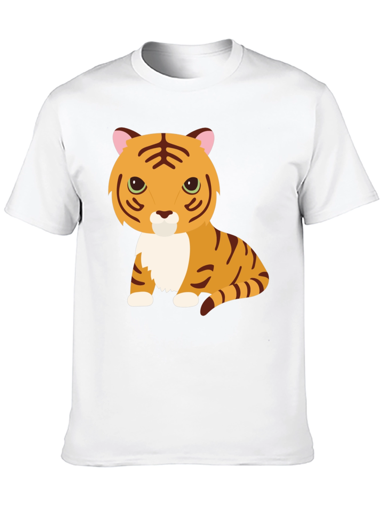 Cute Cartoon Tiger Graphic Tee - Black