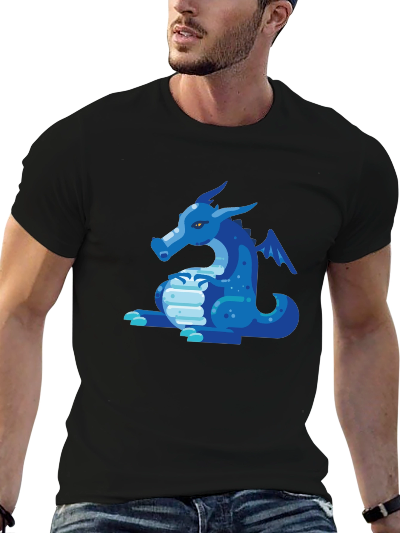 Blue Dragon Graphic Tee - Mens Black T-Shirt