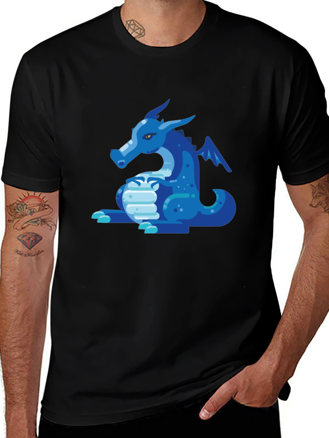 Blue Dragon Graphic Tee - Mens Black T-Shirt