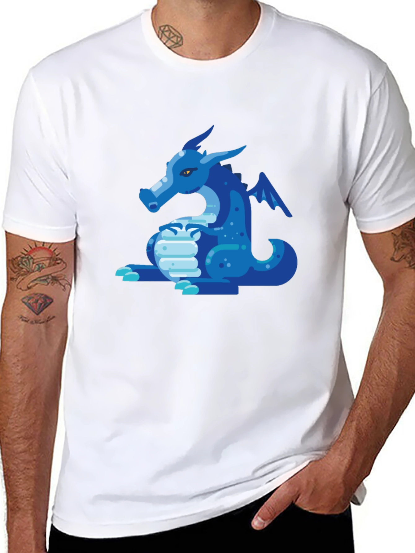 Blue Dragon Graphic Tee - Mens Black T-Shirt