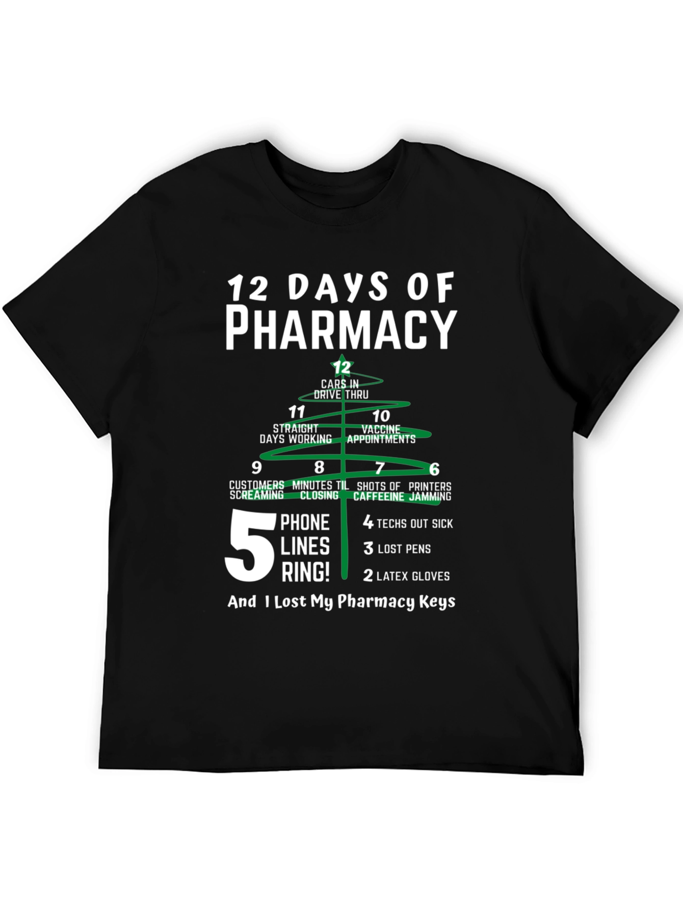 12 Days of Pharmacy T-Shirt Funny Pharmacist Christmas Tee