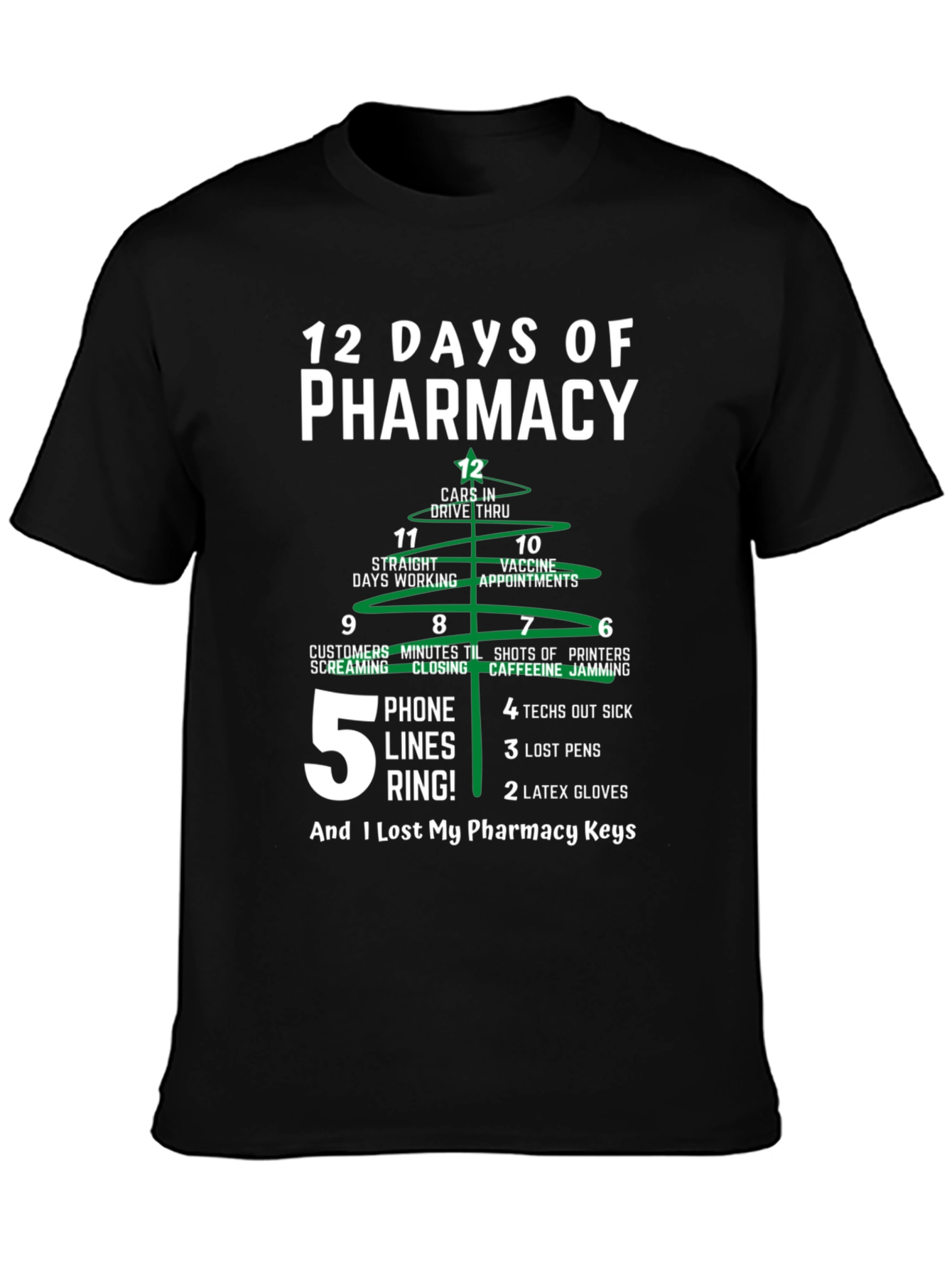 12 Days of Pharmacy T-Shirt Funny Pharmacist Christmas Tee