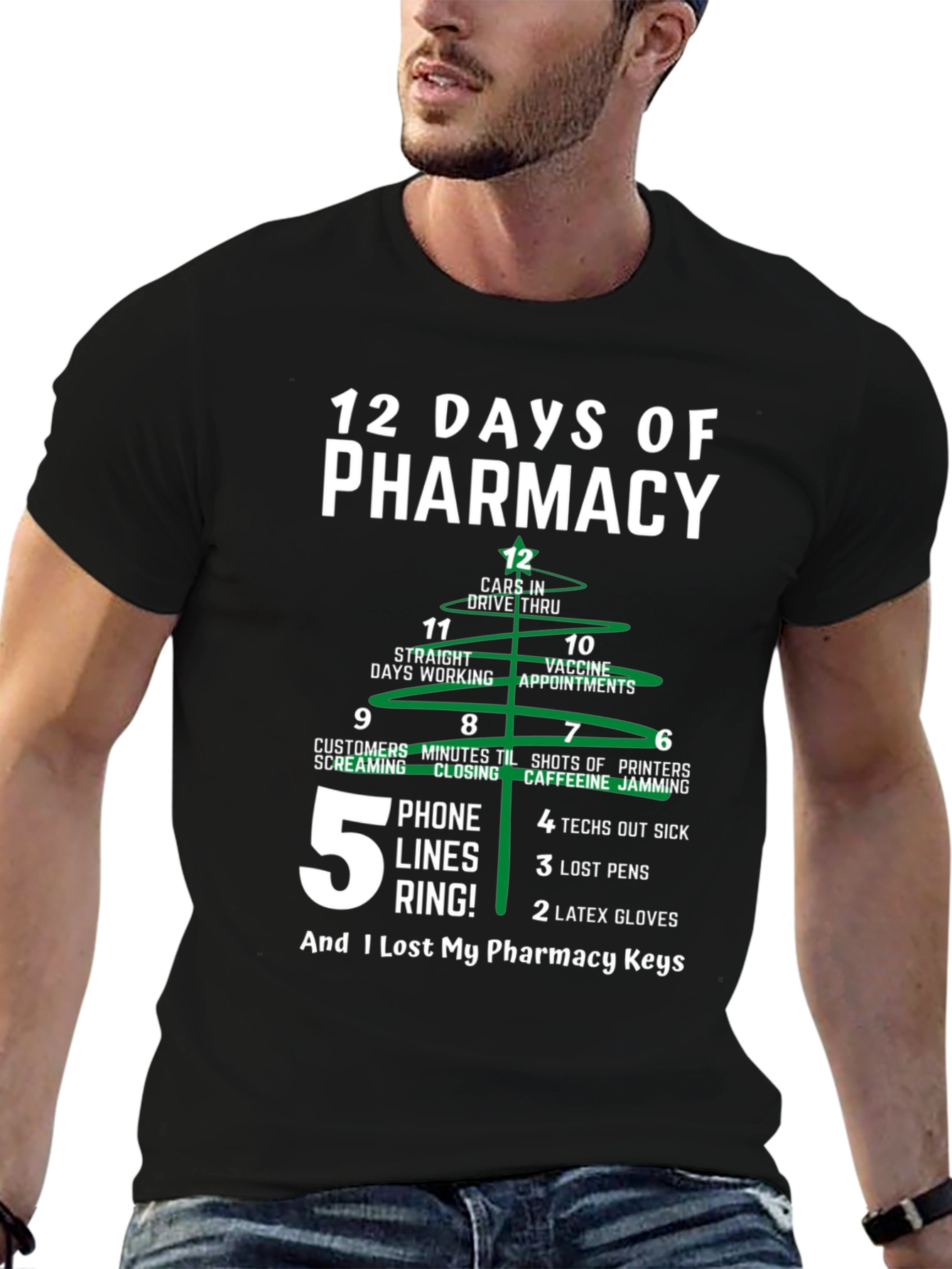 12 Days of Pharmacy T-Shirt Funny Pharmacist Christmas Tee