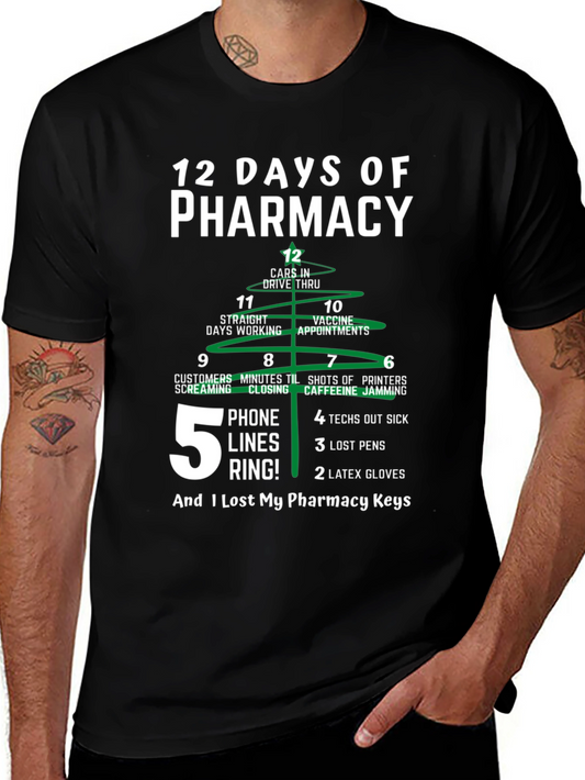 12 Days of Pharmacy T-Shirt Funny Pharmacist Christmas Tee