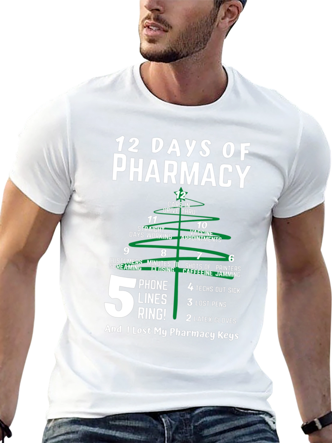 12 Days of Pharmacy T-Shirt Funny Pharmacist Christmas Tee