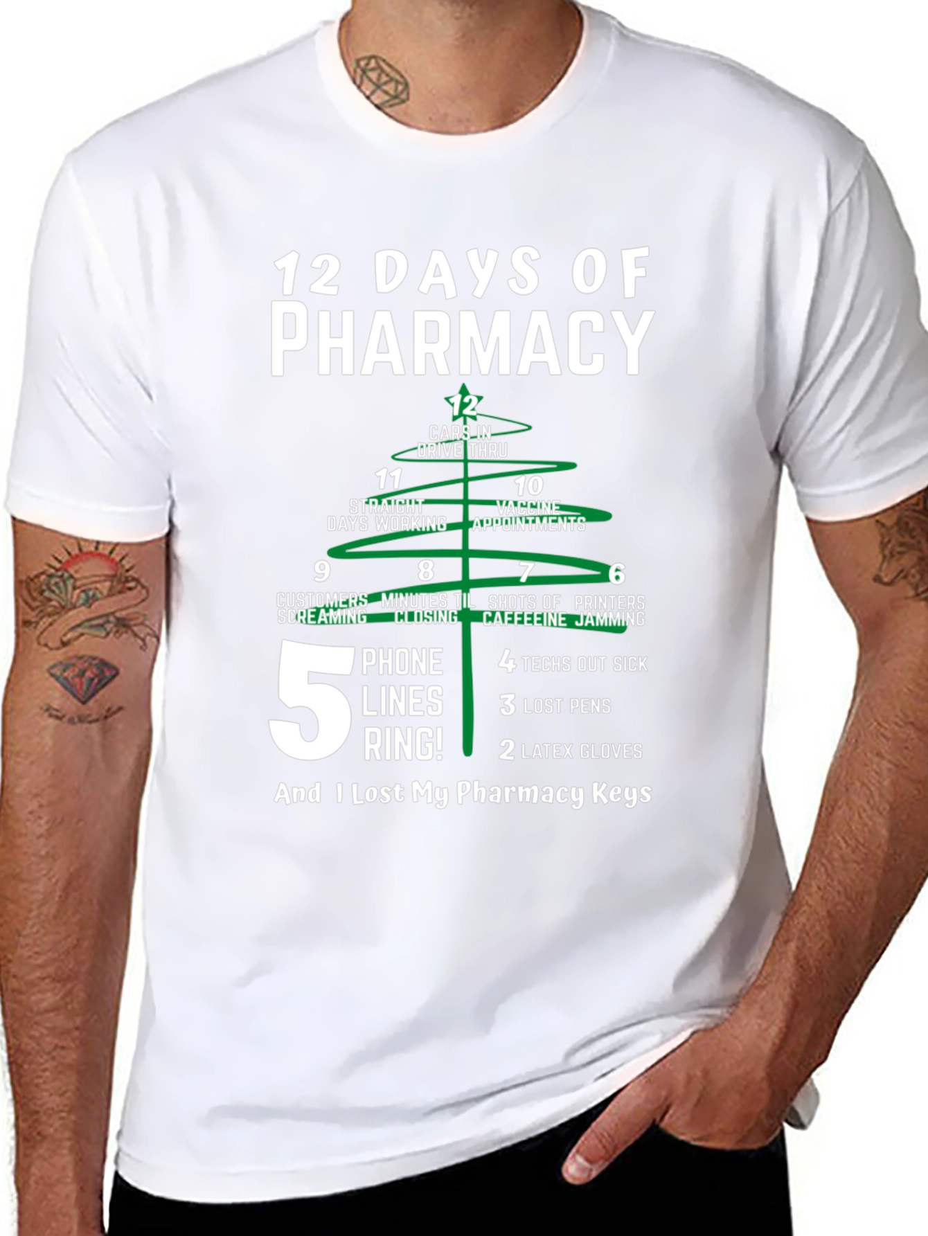 12 Days of Pharmacy T-Shirt Funny Pharmacist Christmas Tee