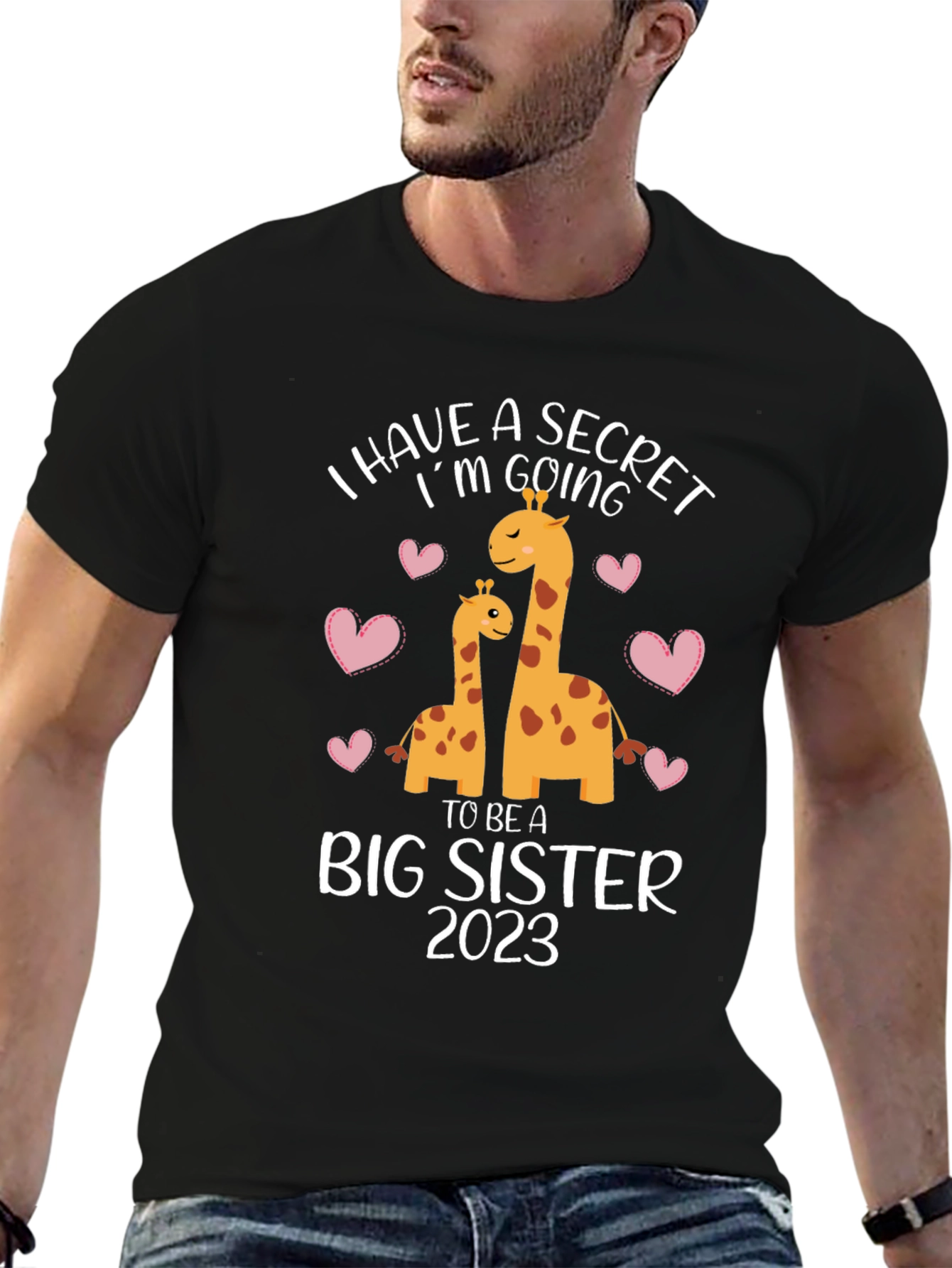 I Have a Secret Big Sister 2023 Giraffe Tee