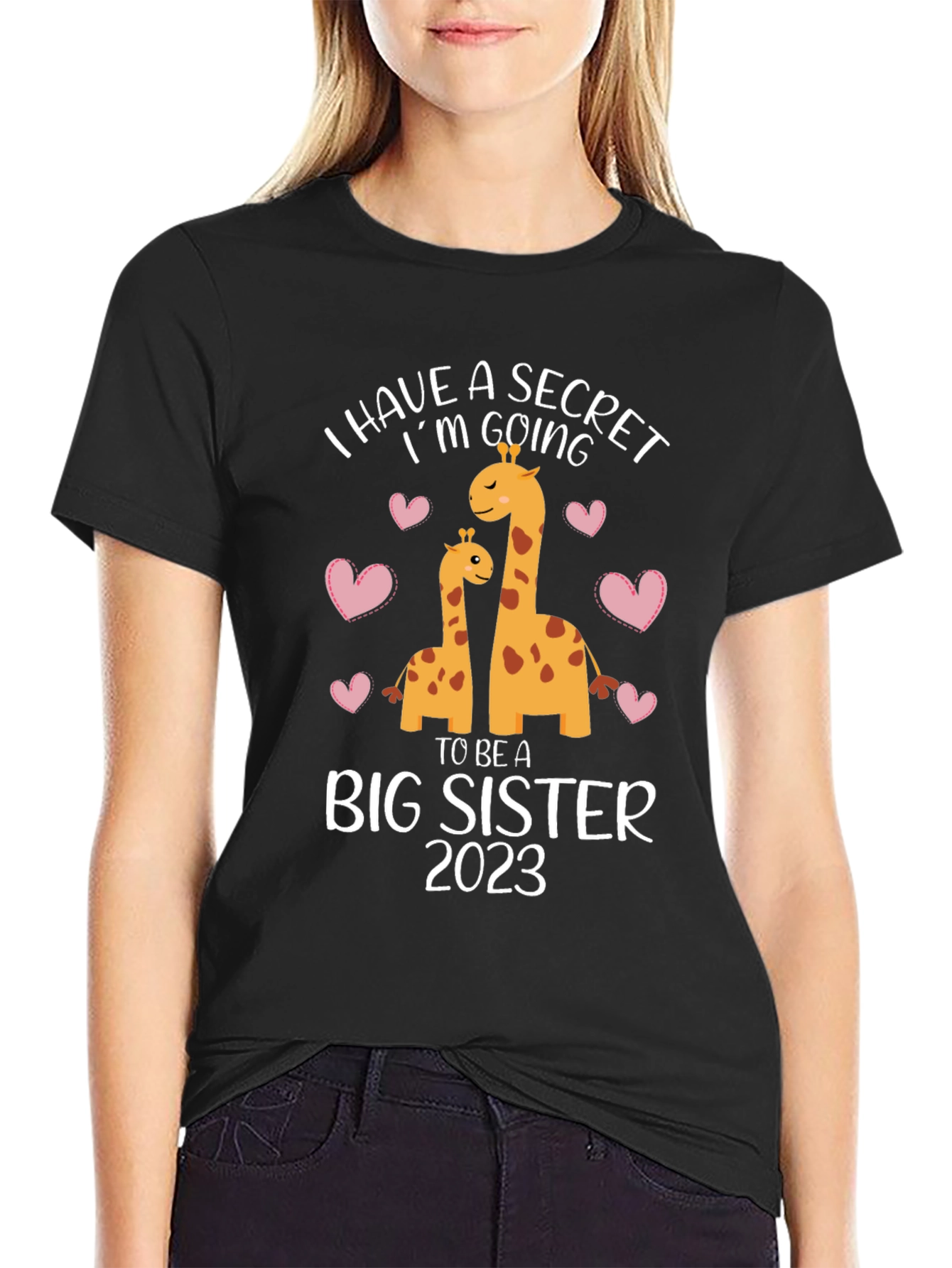 I Have a Secret Big Sister 2023 Giraffe Tee