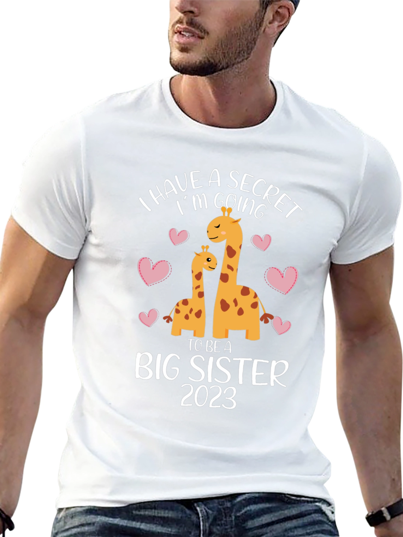 I Have a Secret Big Sister 2023 Giraffe Tee