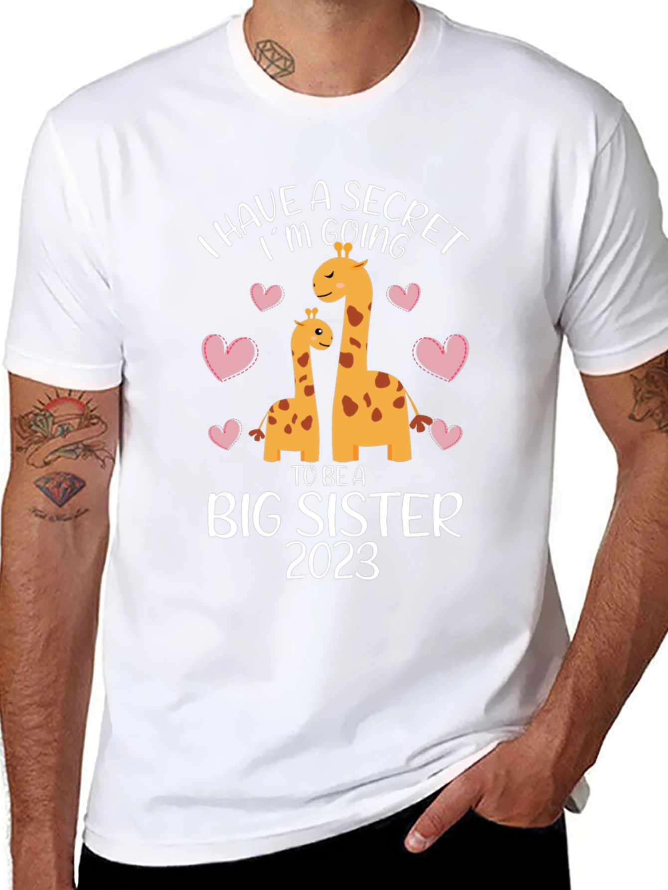 I Have a Secret Big Sister 2023 Giraffe Tee