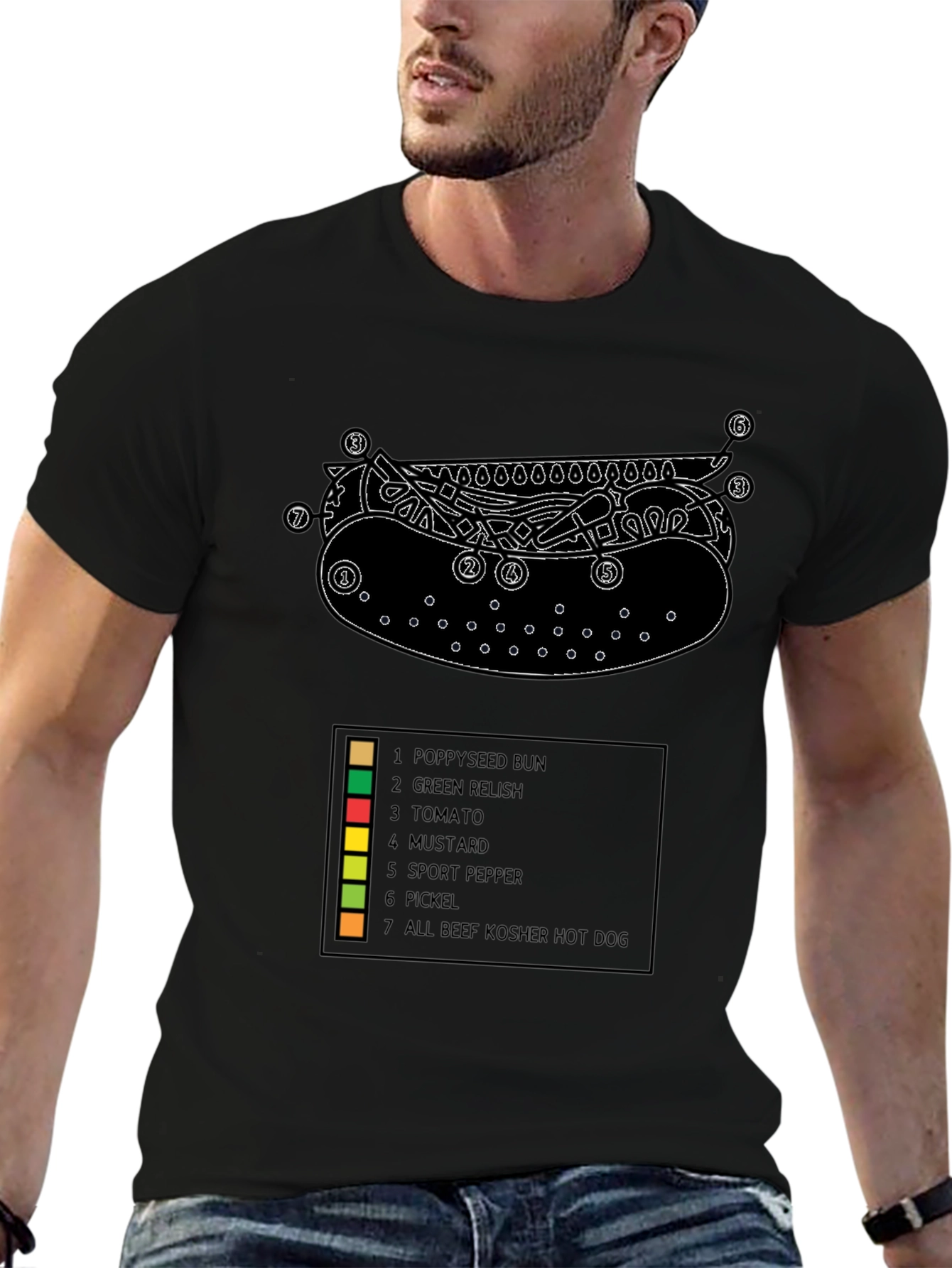 Chicago Hot Dog Diagram T-Shirt