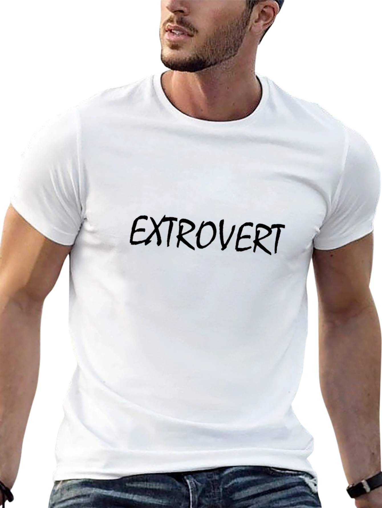 Extrovert Black Graphic Tee - Bold Statement Shirt