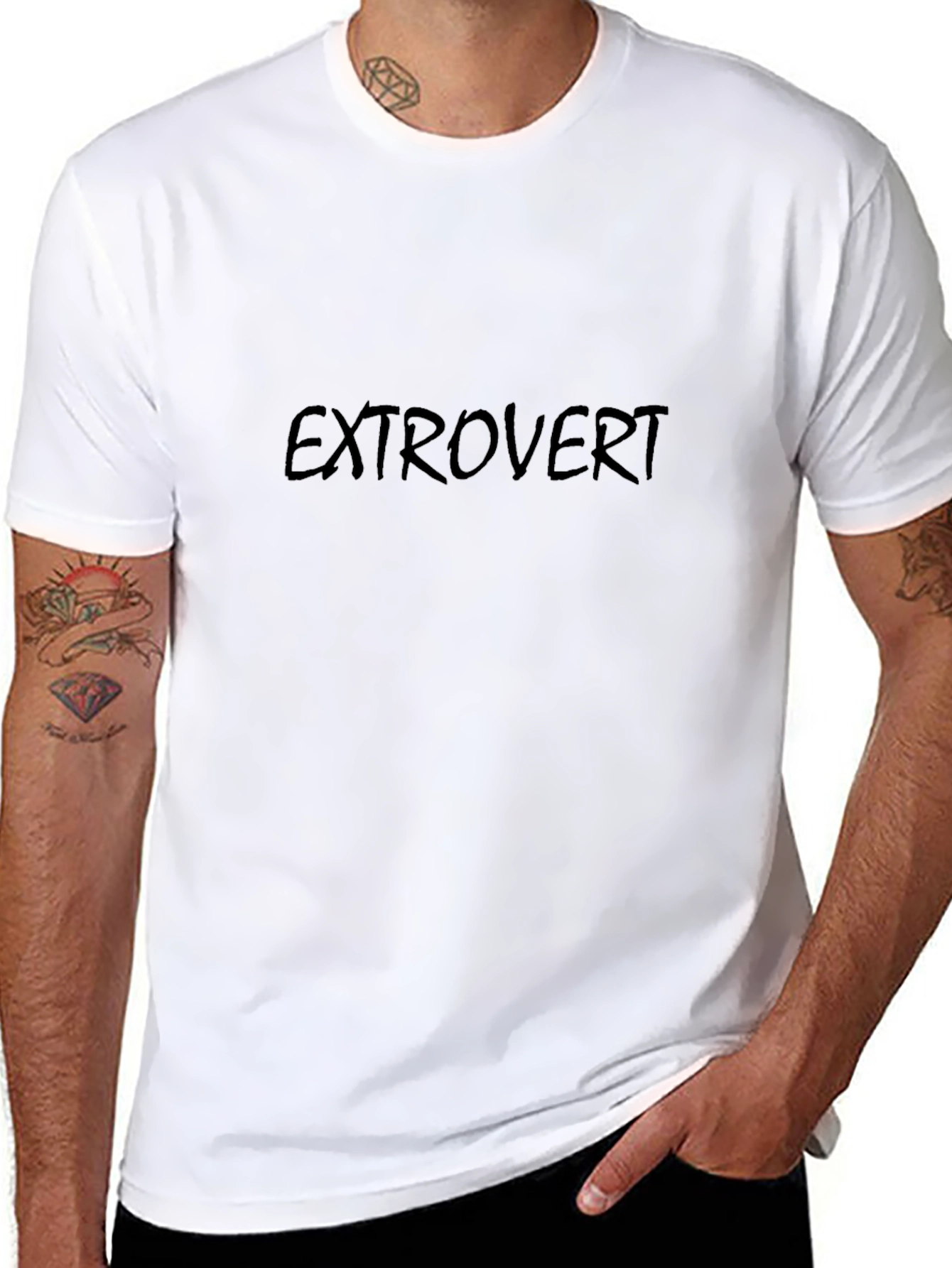 Extrovert Black Graphic Tee - Bold Statement Shirt