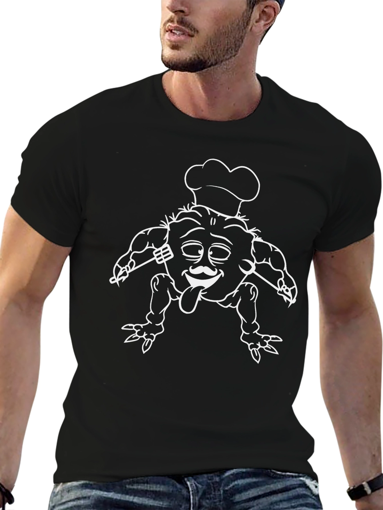 Chef Monster Graphic Tee - Black Cotton Blend