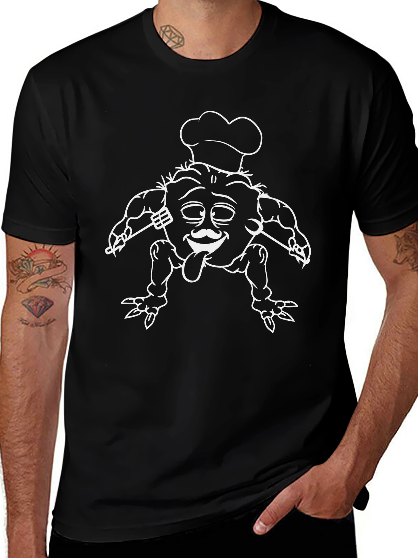 Chef Monster Graphic Tee - Black Cotton Blend