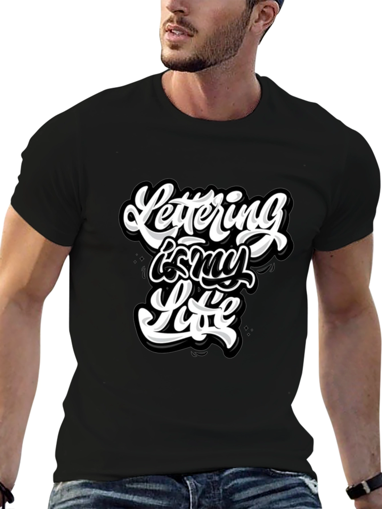 Lettering is My Life Graphic Black T-Shirt