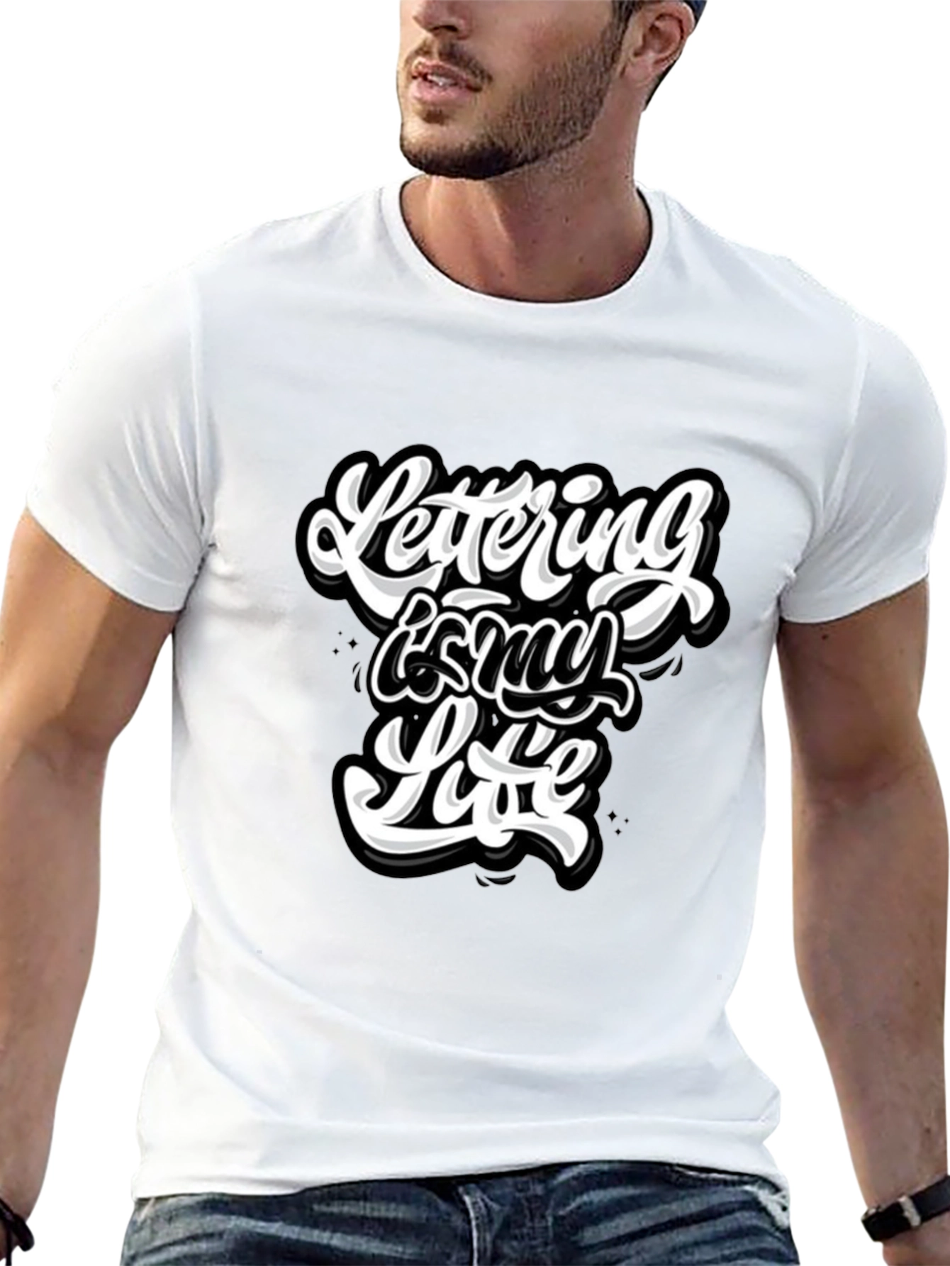 Lettering is My Life Graphic Black T-Shirt