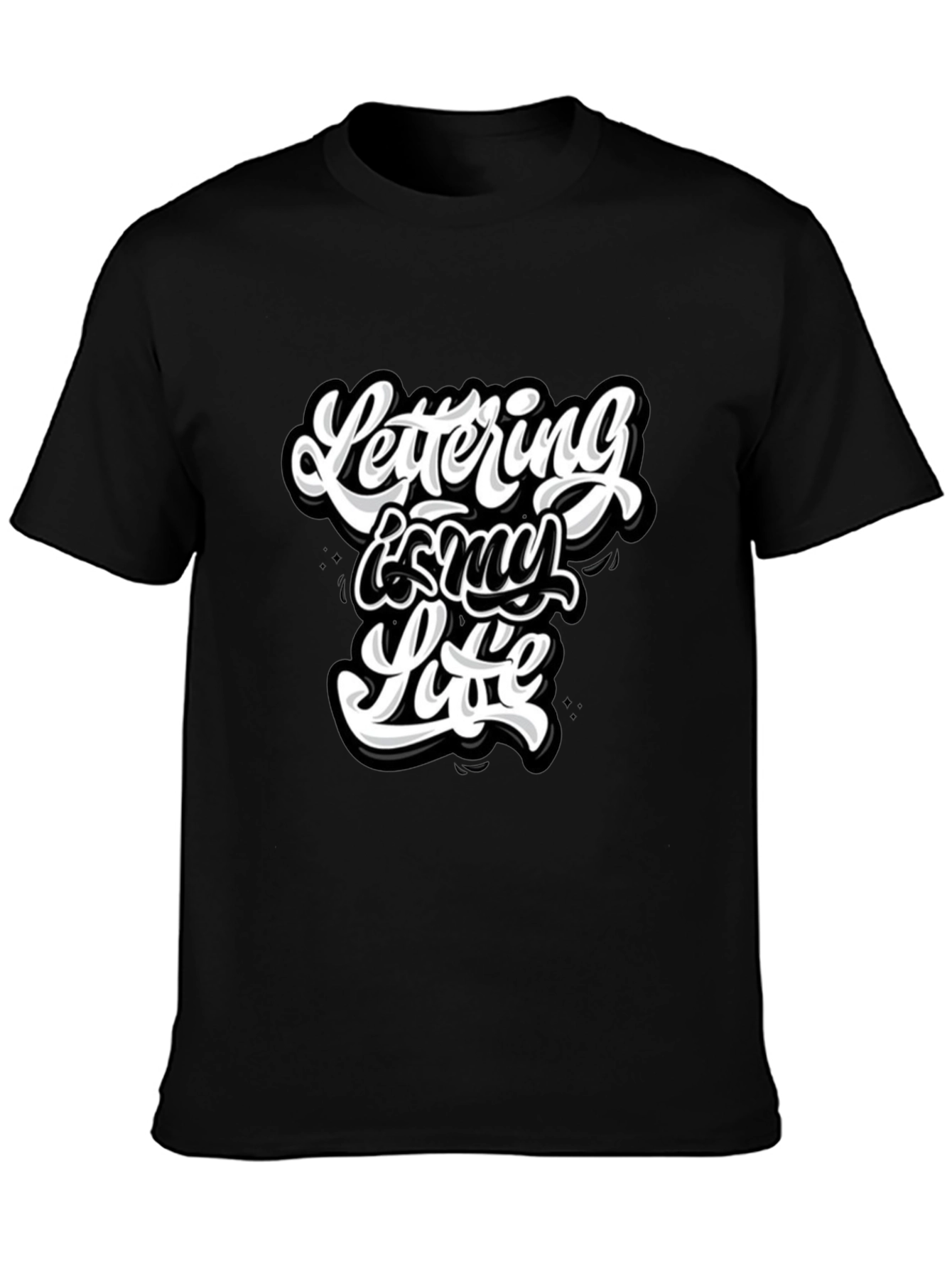 Lettering is My Life Graphic Black T-Shirt