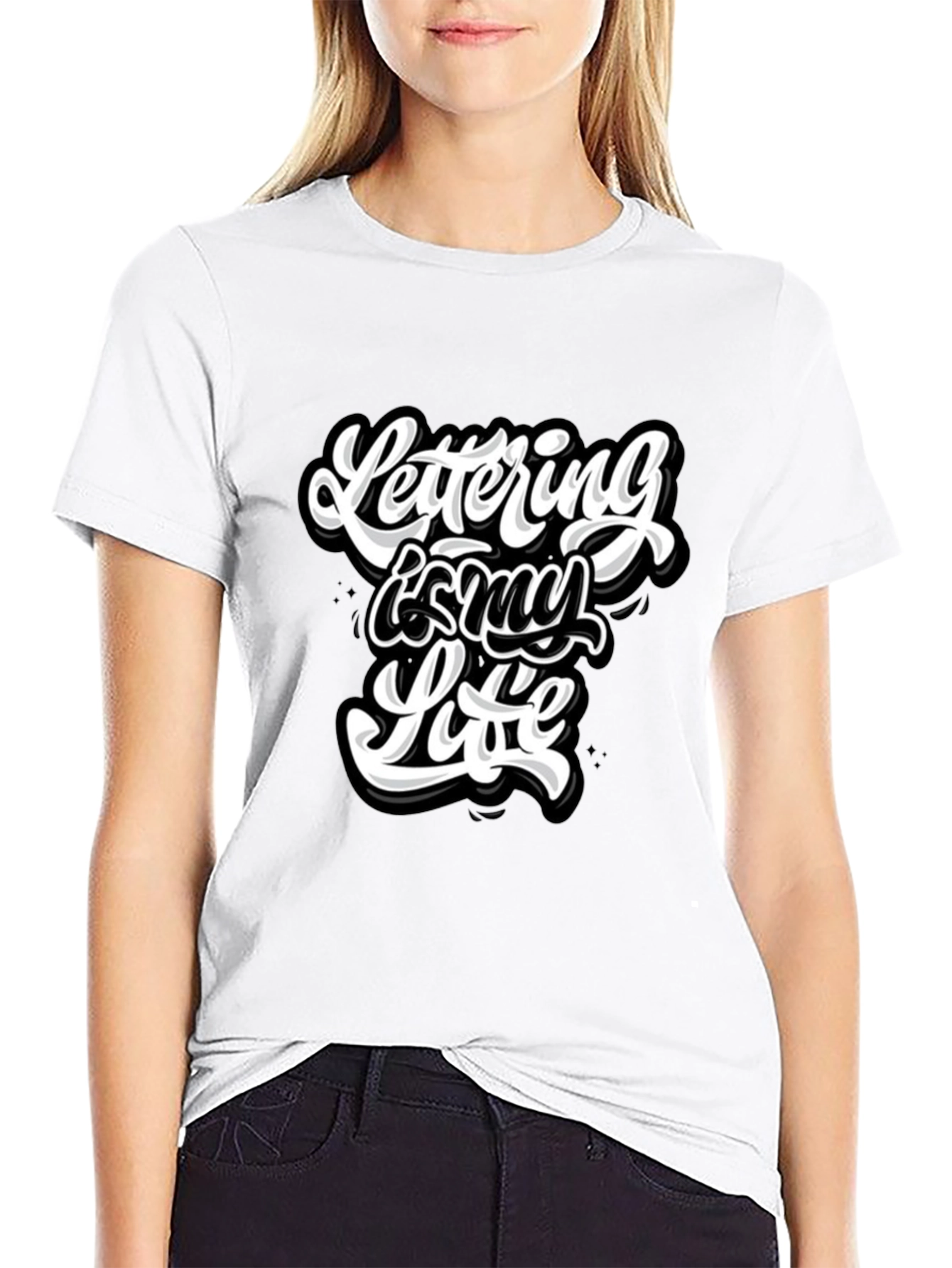 Lettering is My Life Graphic Black T-Shirt