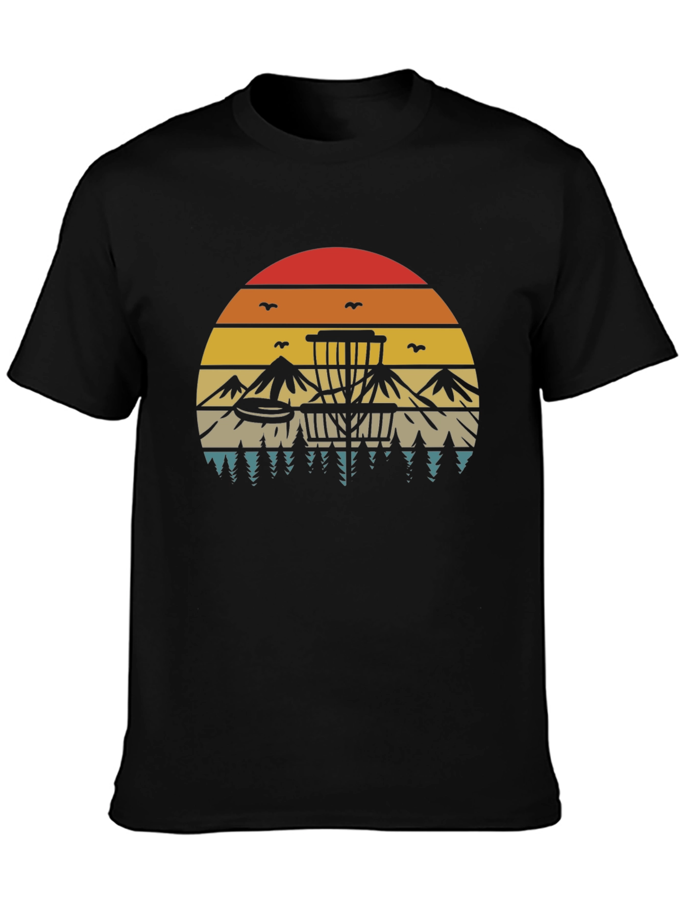 Retro Disc Golf T-Shirt - Sunset Design