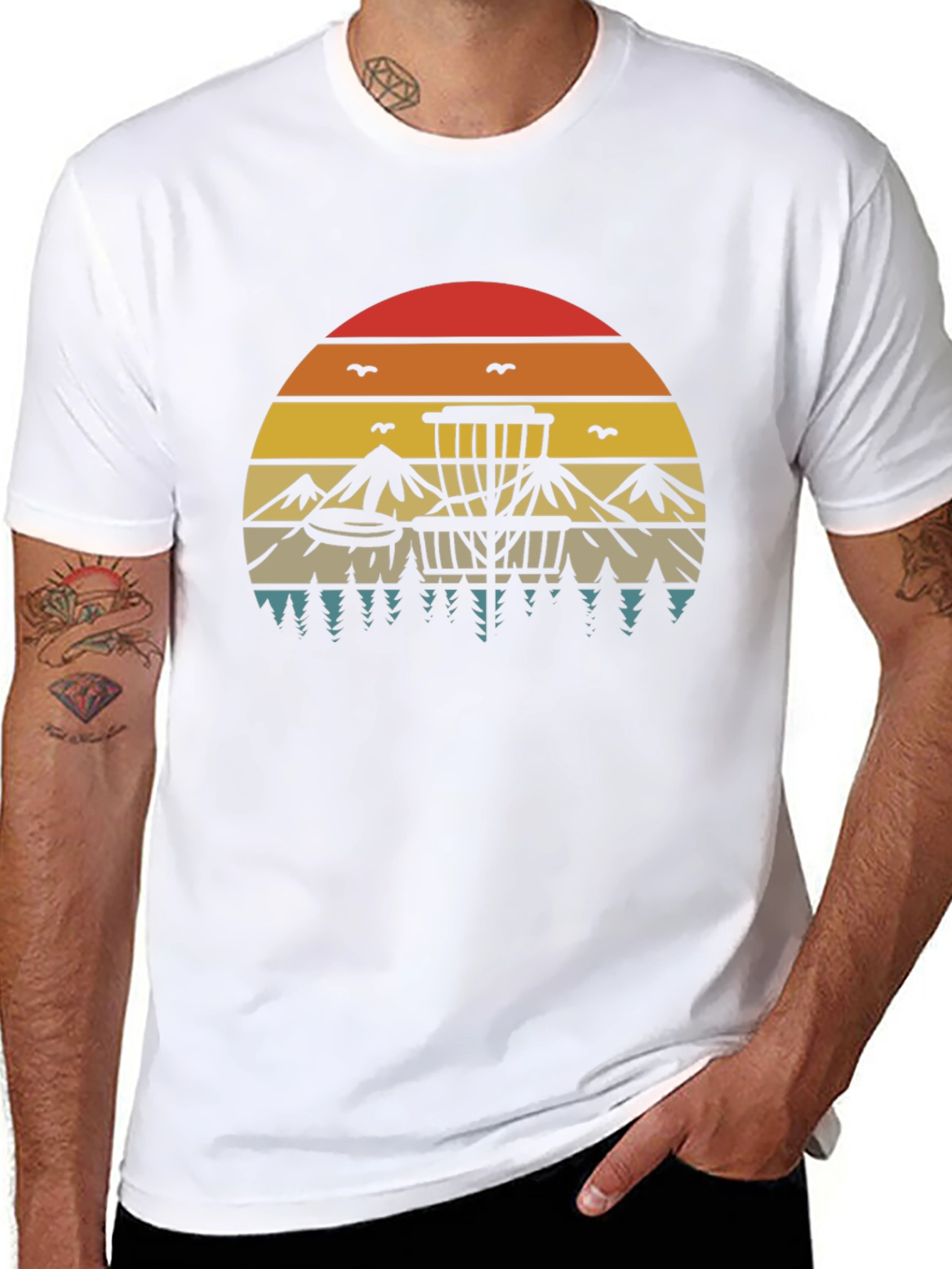 Retro Disc Golf T-Shirt - Sunset Design