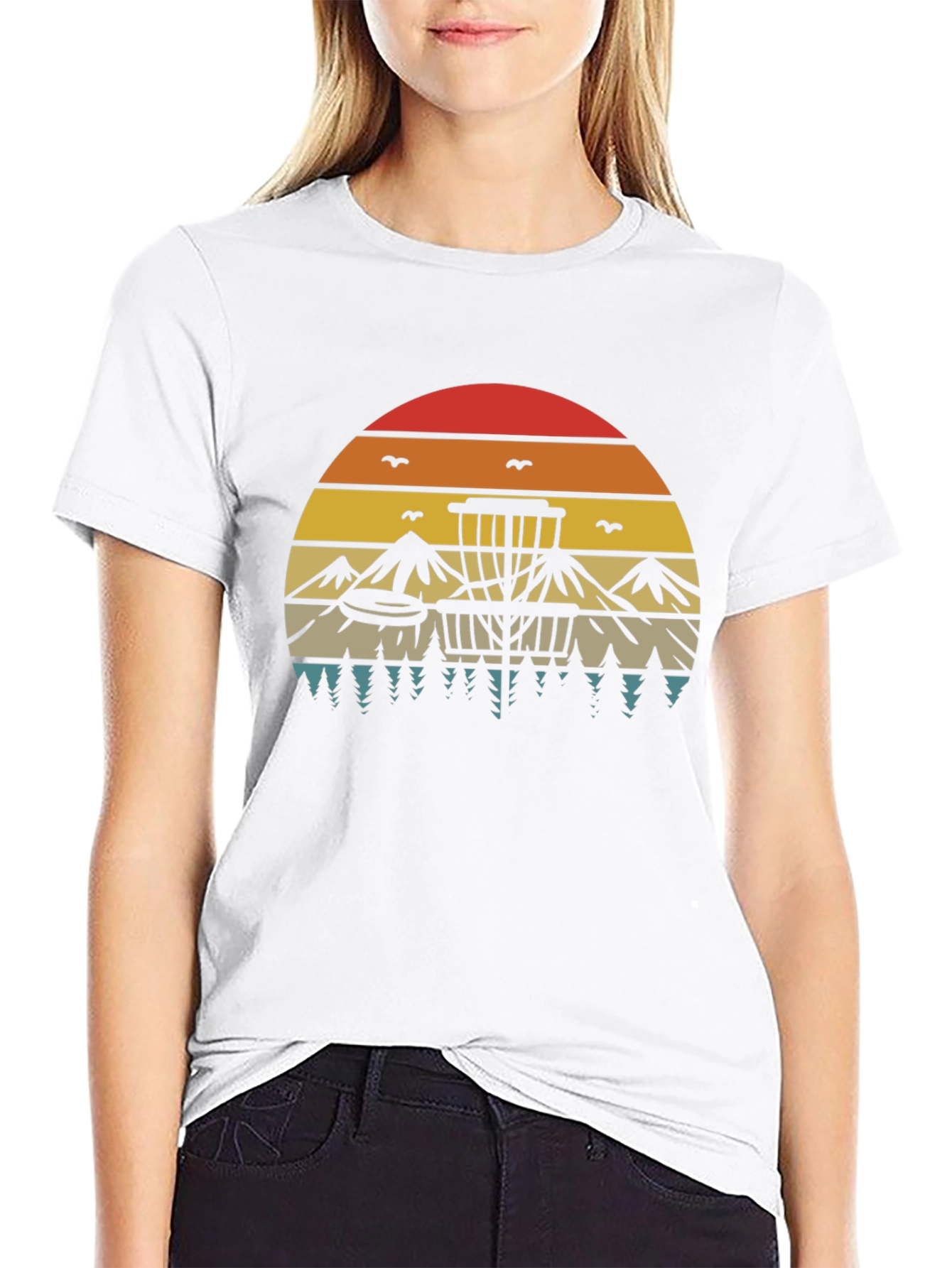 Retro Disc Golf T-Shirt - Sunset Design