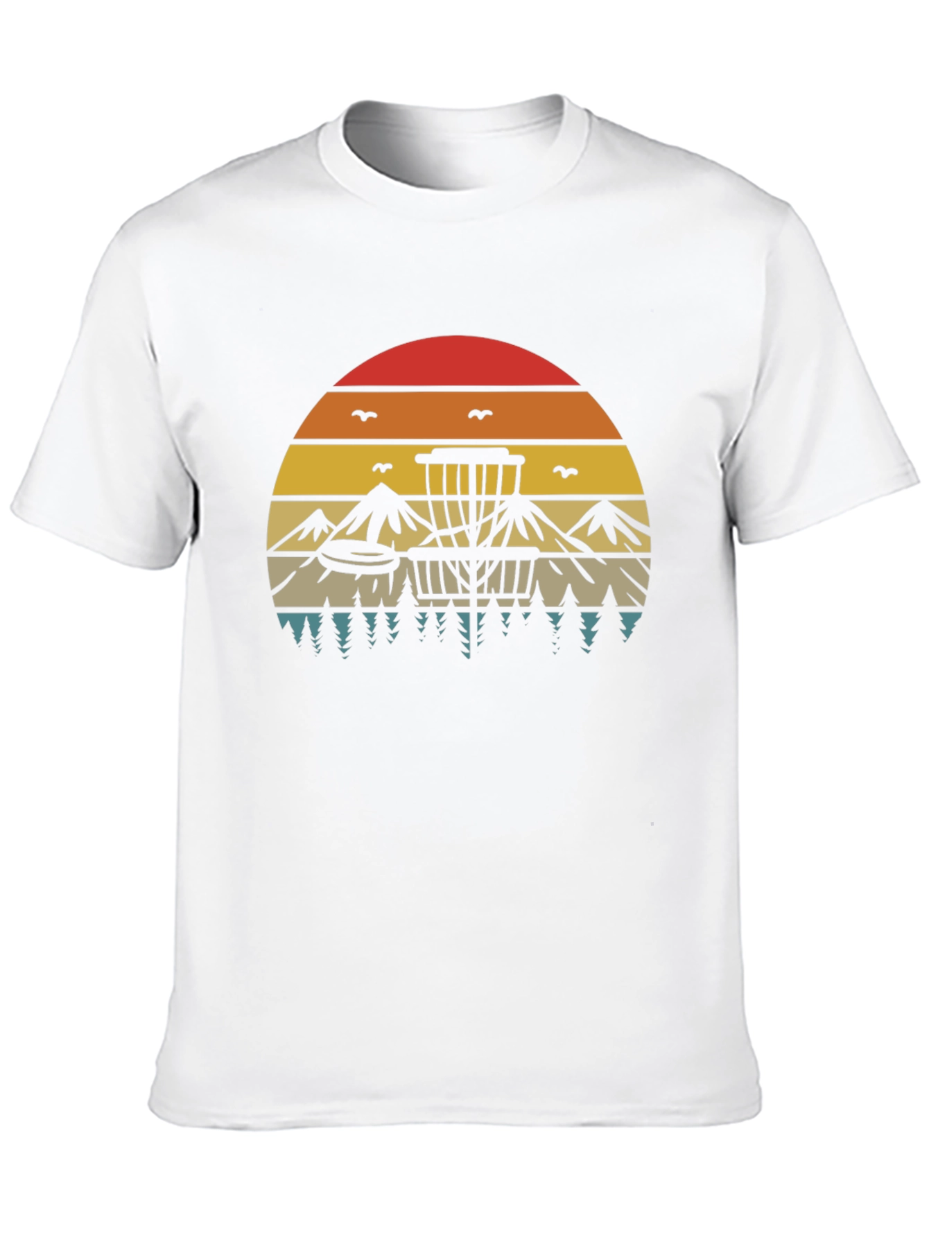 Retro Disc Golf T-Shirt - Sunset Design