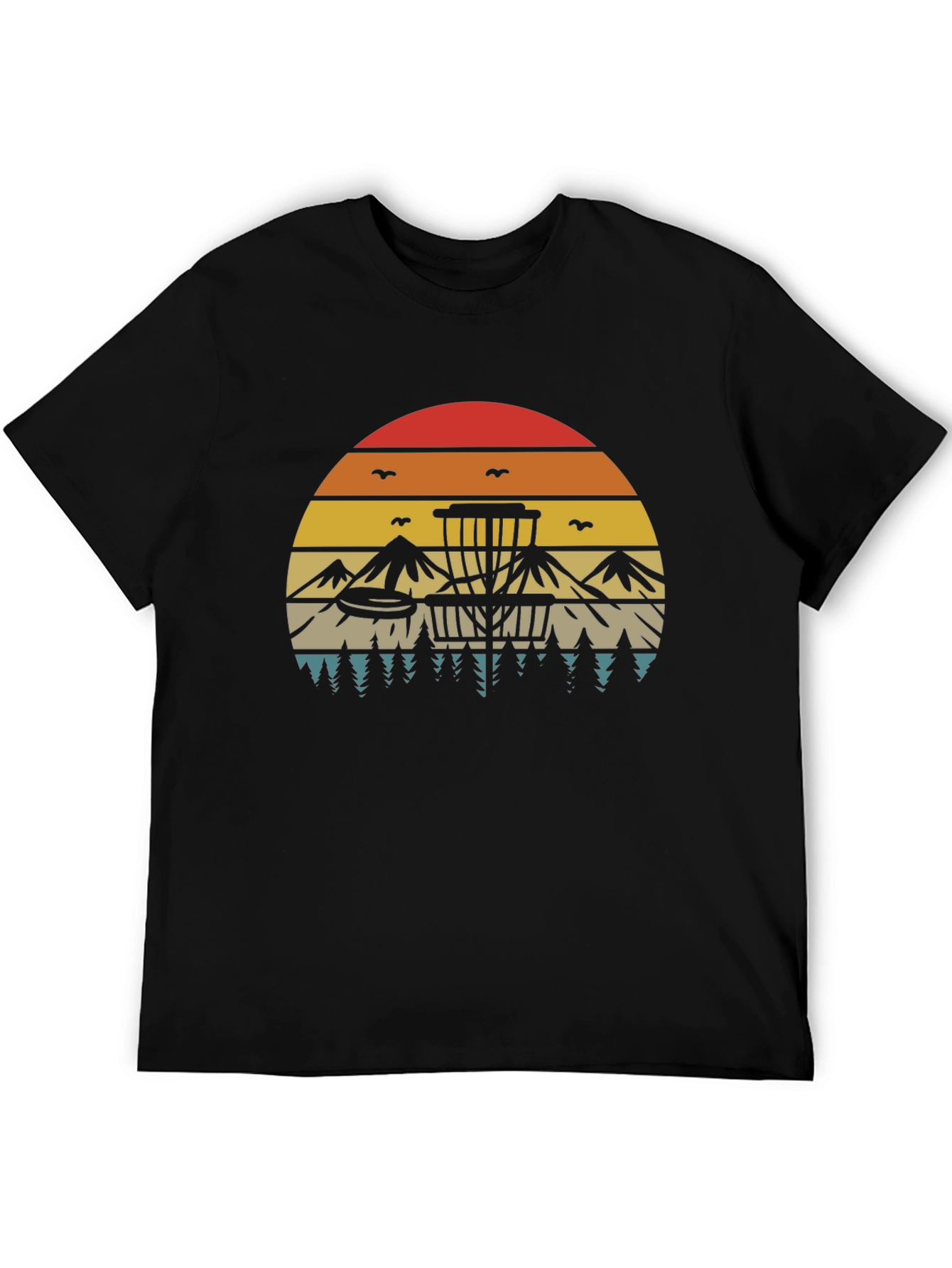 Retro Disc Golf T-Shirt - Sunset Design