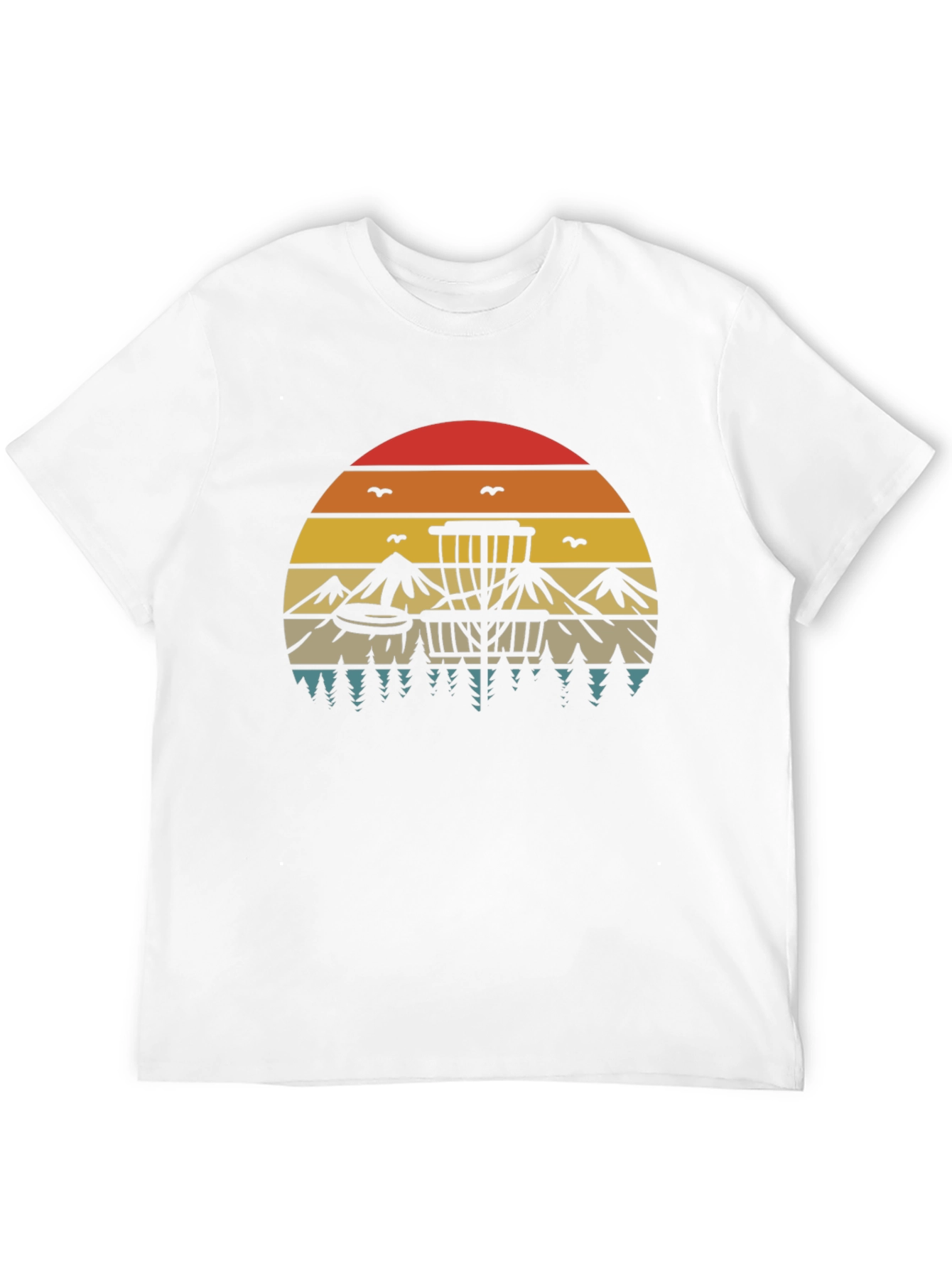 Retro Disc Golf T-Shirt - Sunset Design