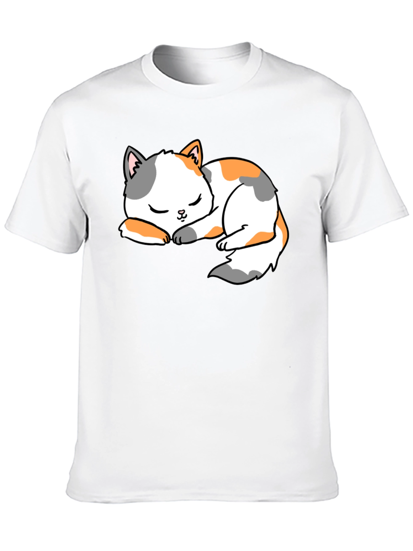 Cute Sleeping Cat Black T-Shirt