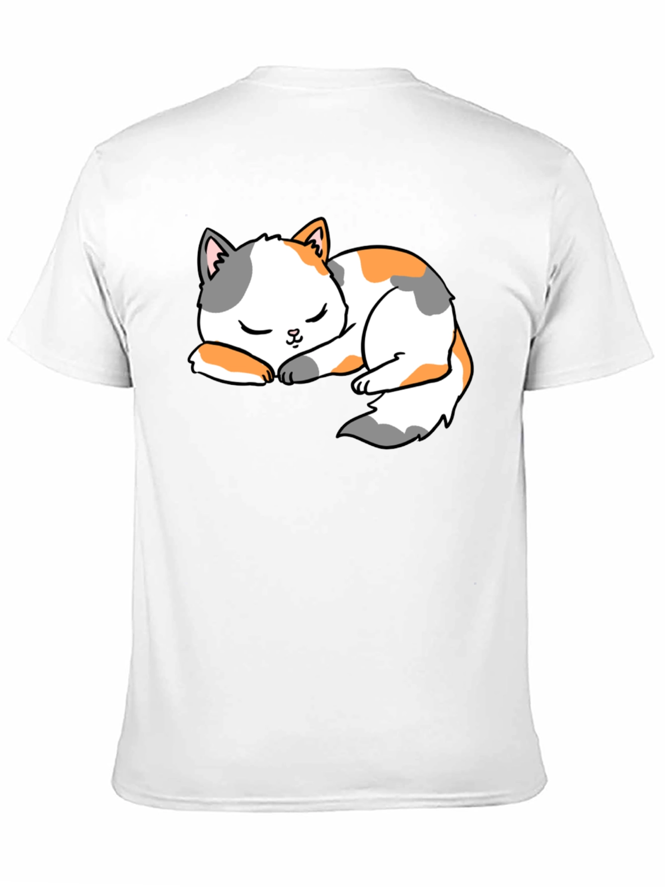 Cute Sleeping Cat Black T-Shirt